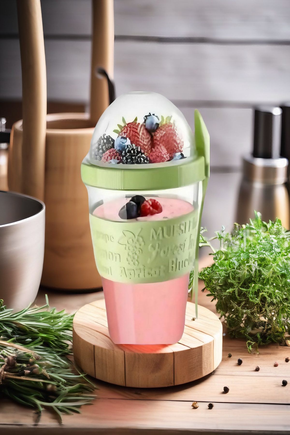 Open Home Concept-600ml Capacity - 2 Pcs Yogurt Muesli Salad Fruit Storage Container with Fork and Spoon for Diet and Breakfast 5