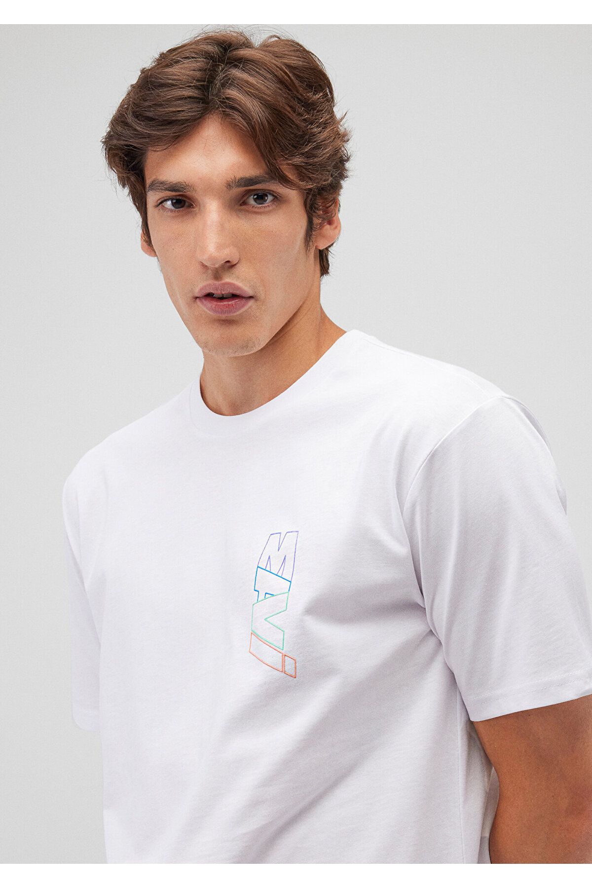 Mavi-White Logo Printed Loose Cut T-shirt - 0612350 -620 1