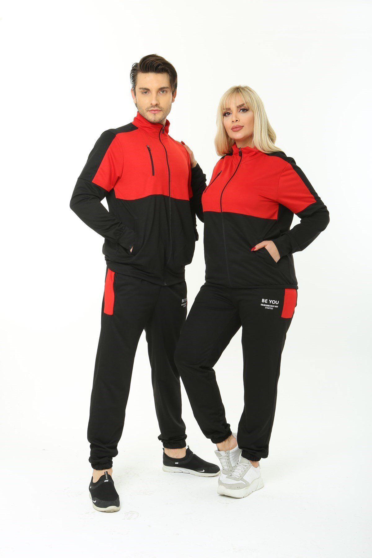 EGZEBRU-Be You Red Black Double Suit - Lover Combination, Pocket and Zipper 5