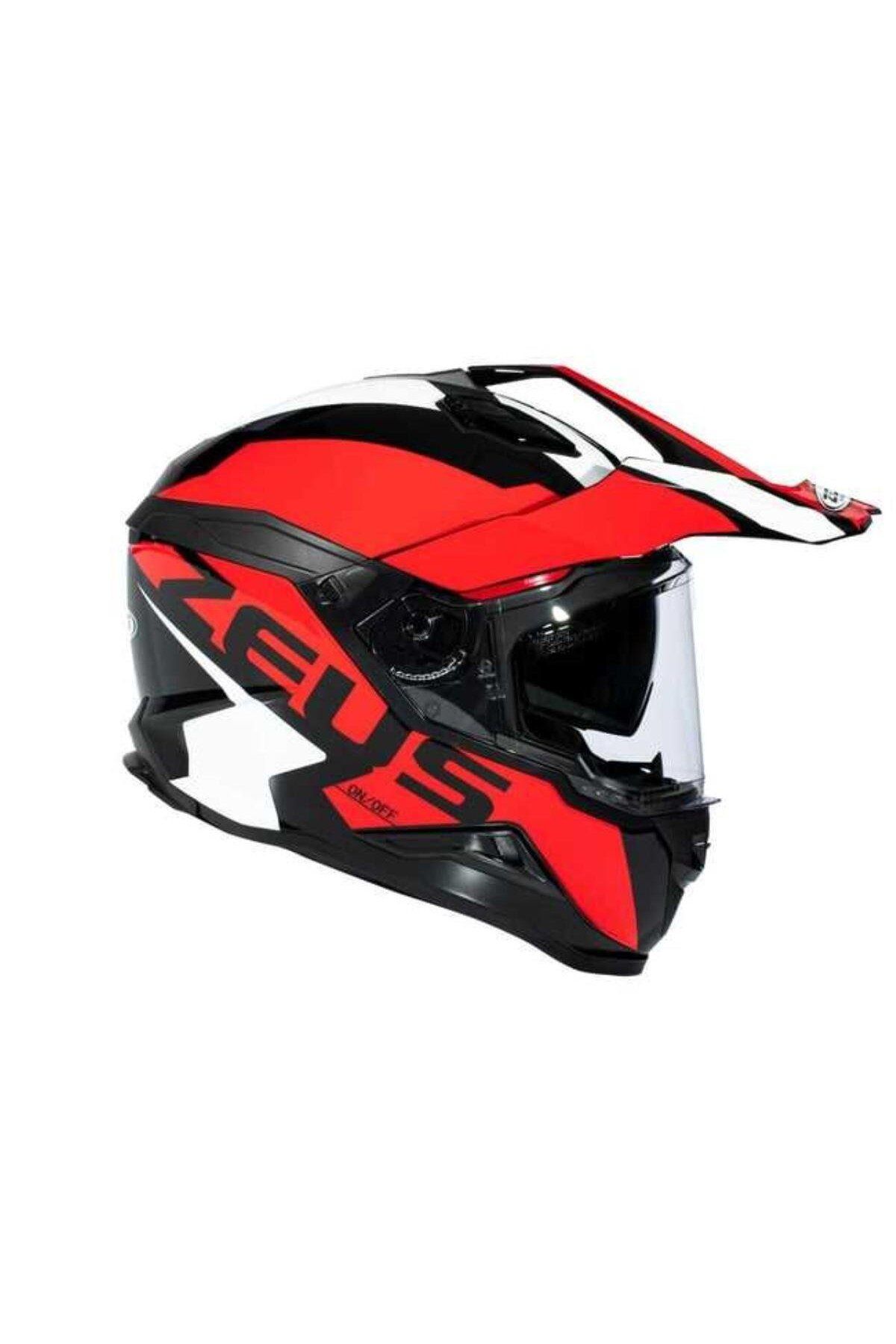 ZEUS-Zs-913 Solid Black Bf8-Red Closed Helmet 1