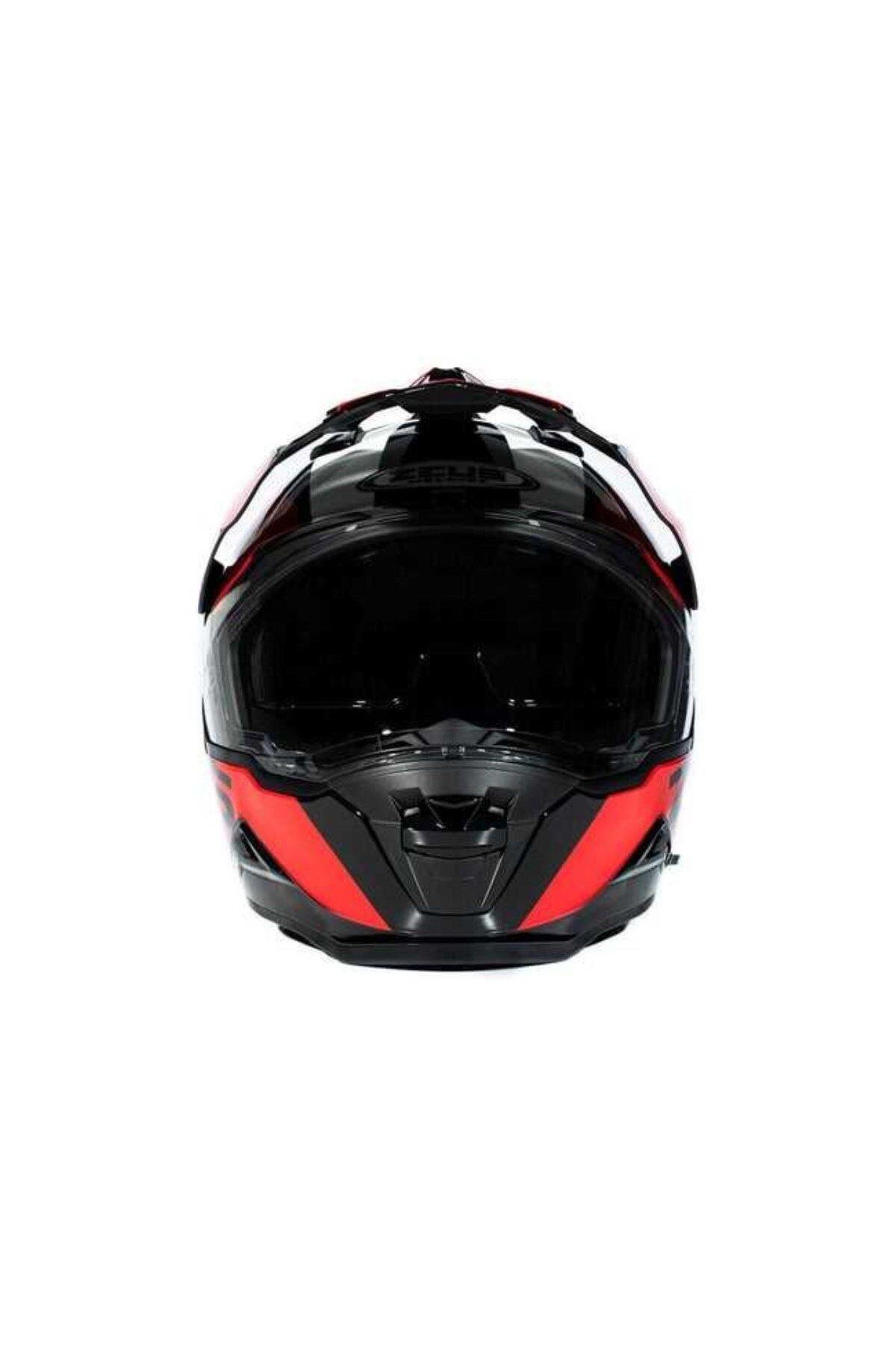 ZEUS-Zs-913 Solid Black Bf8-Red Closed Helmet 6