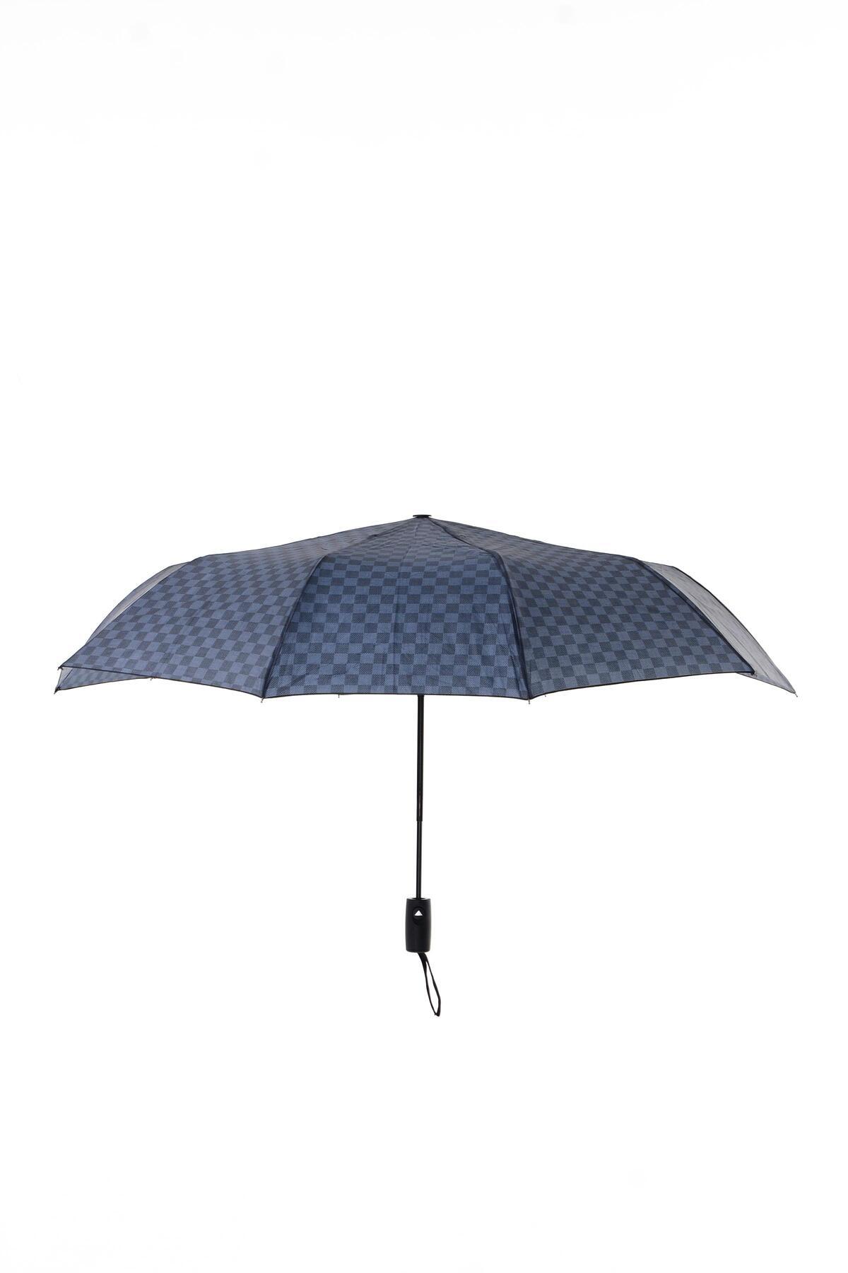 Duke Nickle-Unisex Black Patterned Automatic 10 Wire Extra Durable Umbrella Automatic Opening, Composite Fiber Skeleton 4