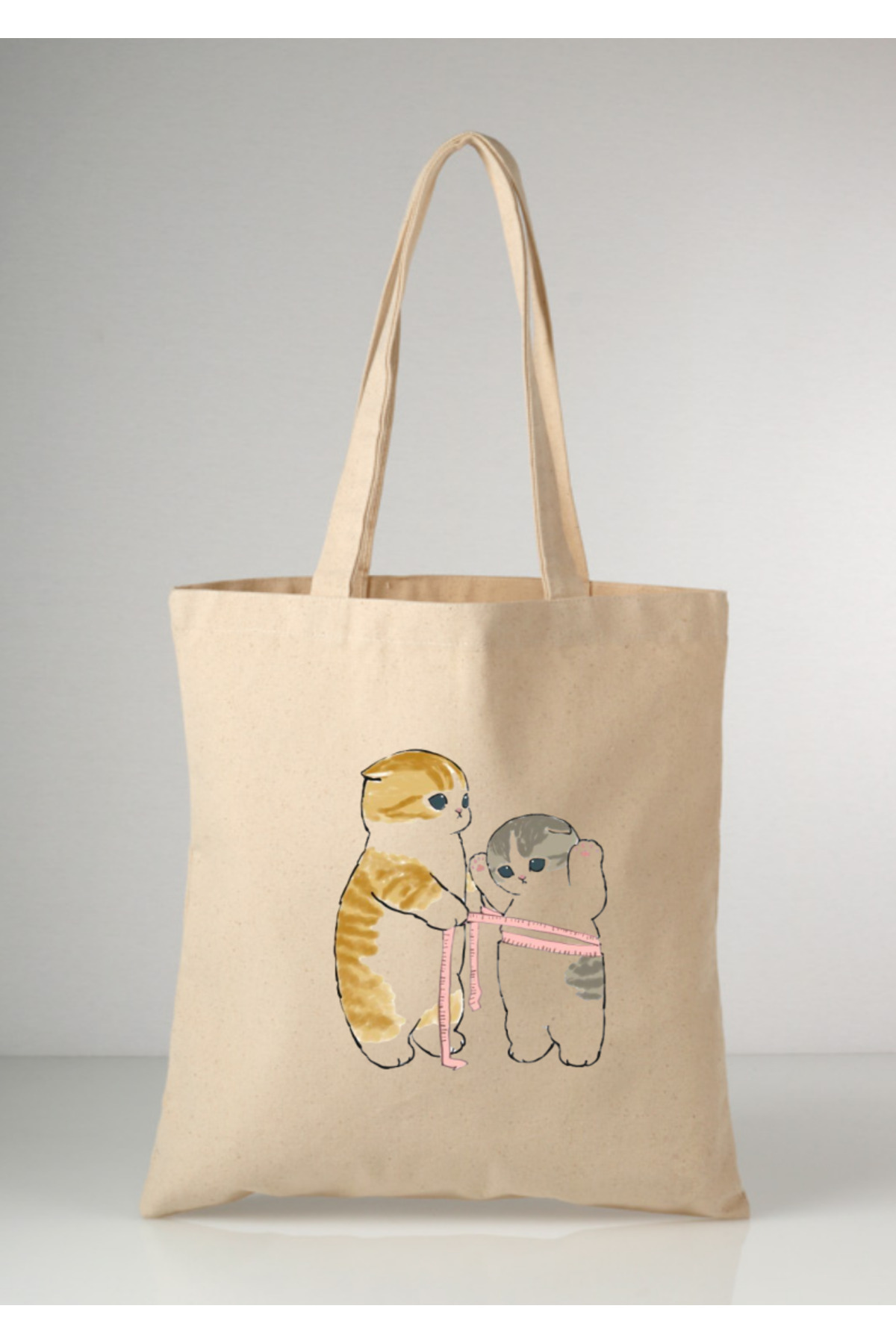 Cemira Sevimli Kediler Diyetisyen Hediye Tote Bag Bez Çanta görsel 3