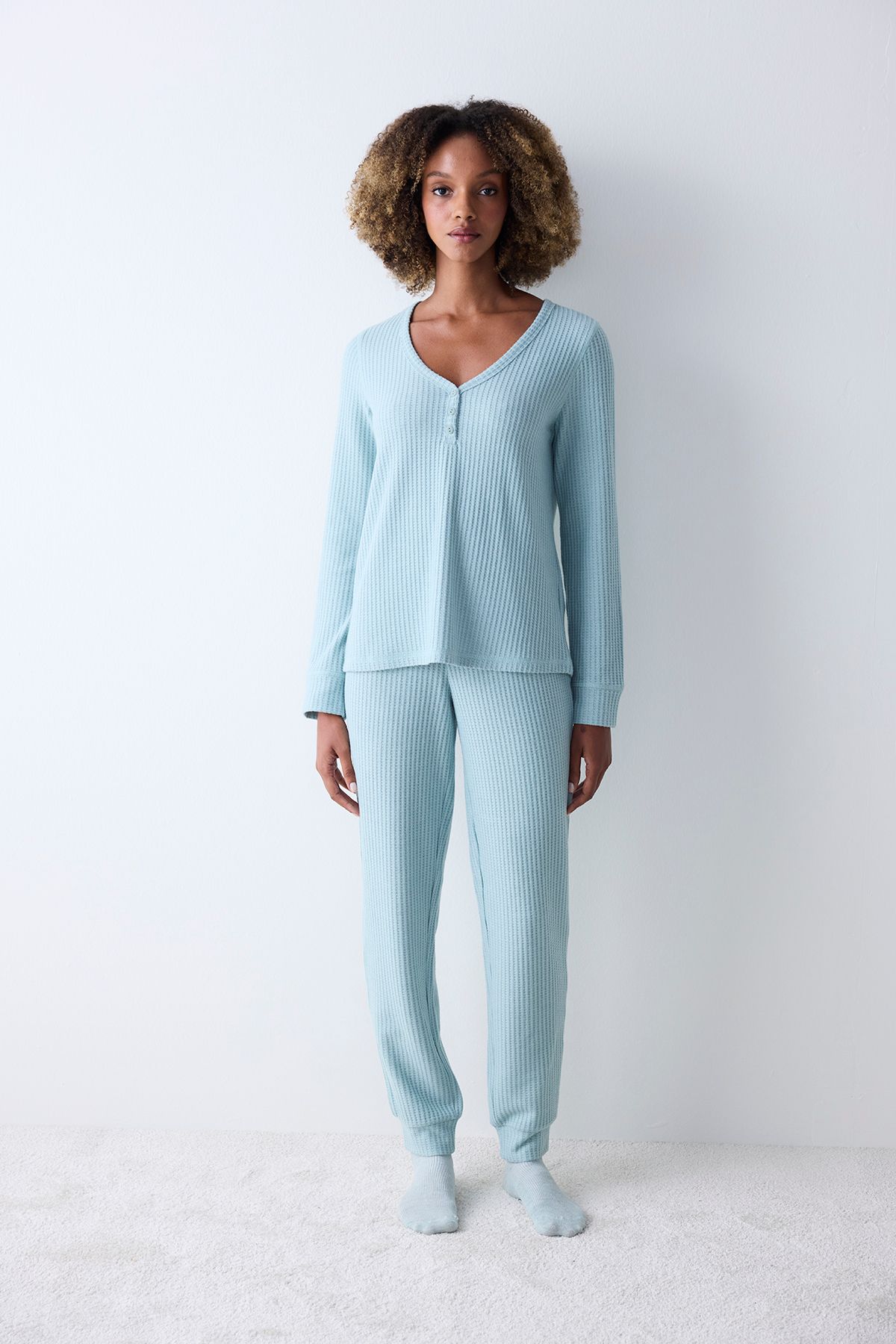 Penti-Soft Light Green Trousers Pajama Set 3