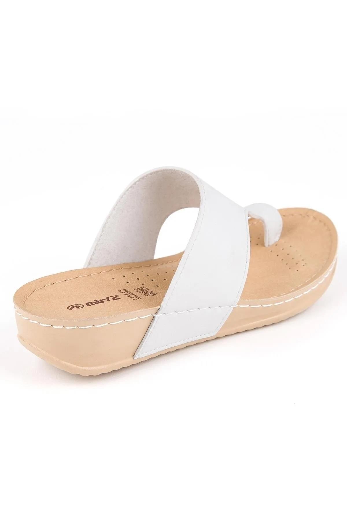 دمپایی سفید زنانه Search Hearch Anatomic Flore Fly Slip 31163 Muya