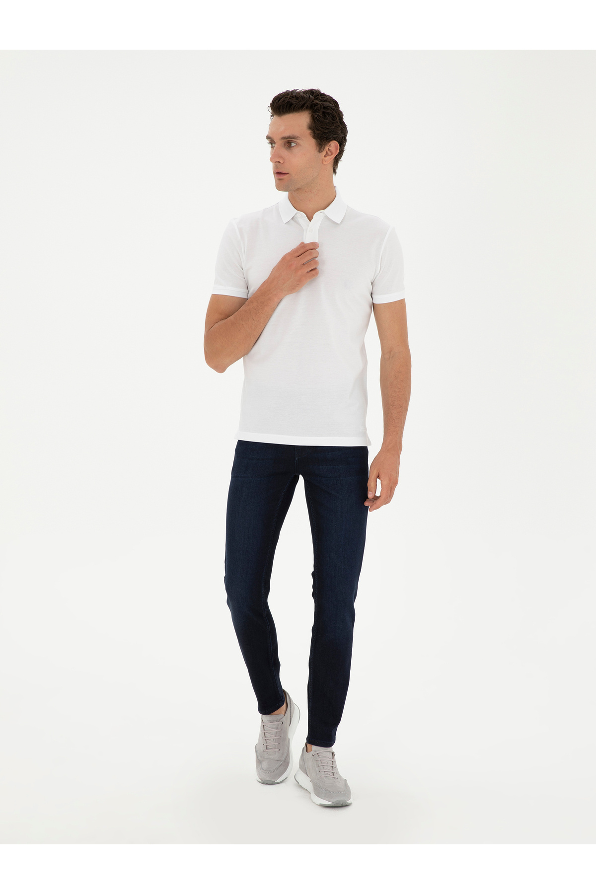 شلوار جین نخی اسلیم فیت سرمه‌ای برند کاشارل کد:(50285438-VR033) Cacharel