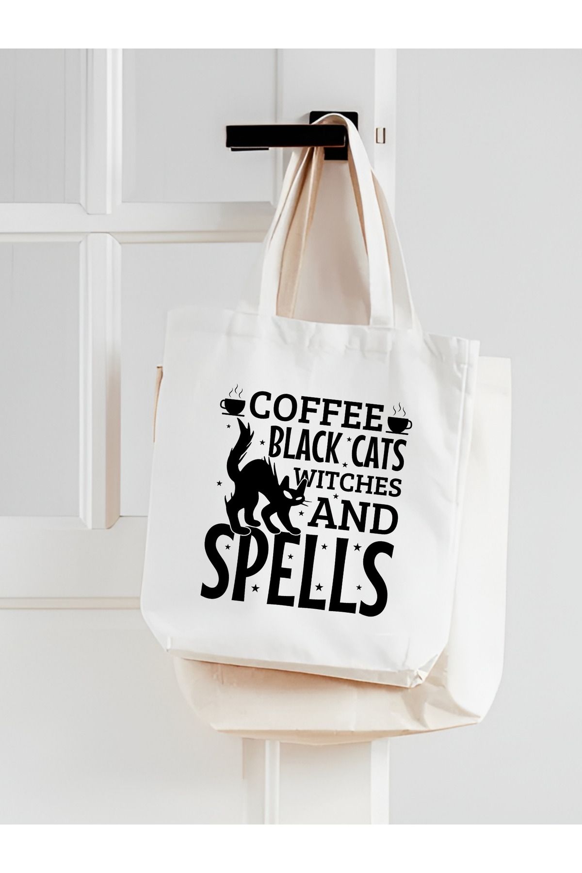 Cemira Spell Cat Coffee Geantă Groasă Din Pânză Impermeabilă Geantă De Umăr Din Pânză Unisex - One Size