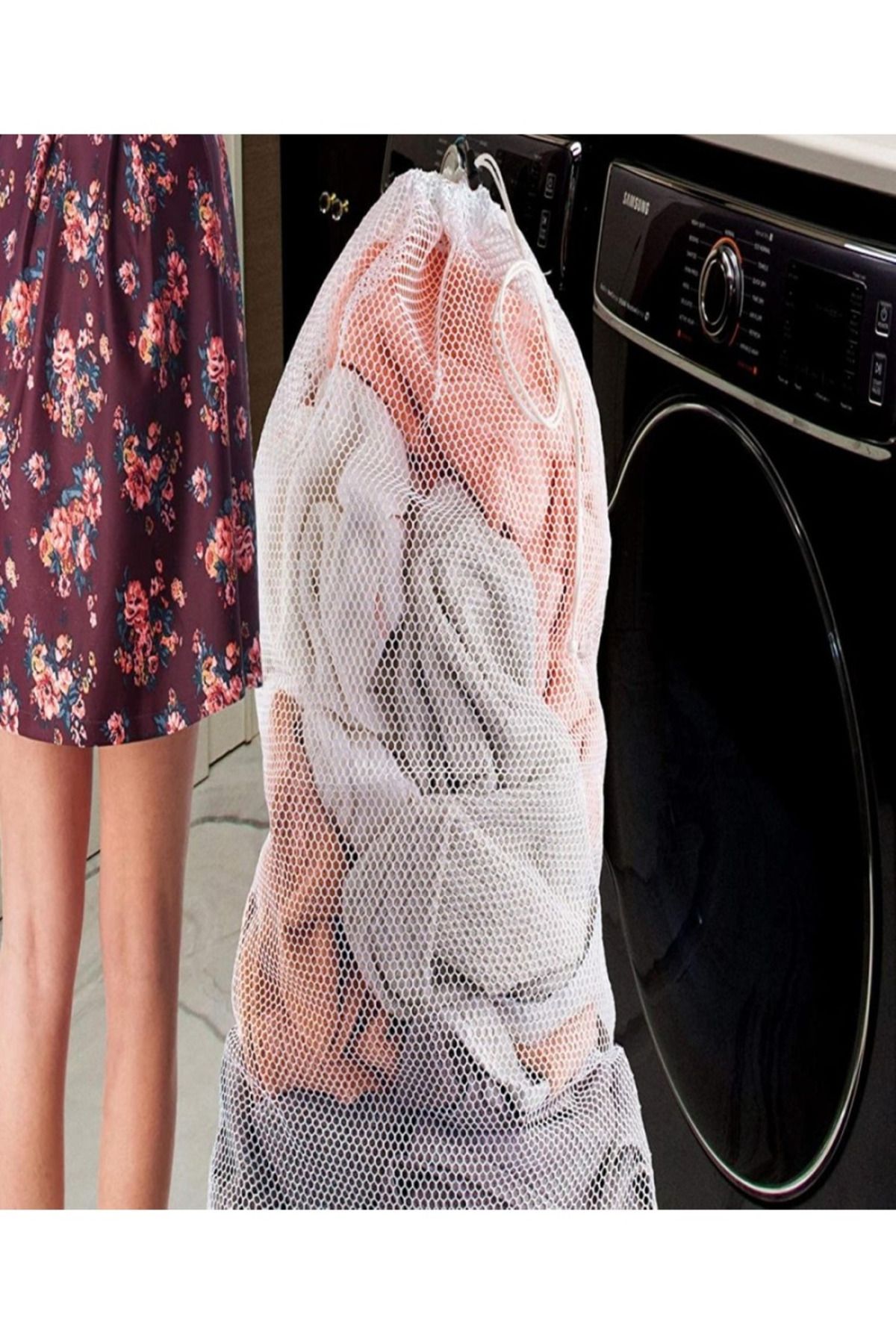 AKGÜN EV TEKSTİLİ-Practical Laundry Net - Set of 2 S 30X50 Socks 3