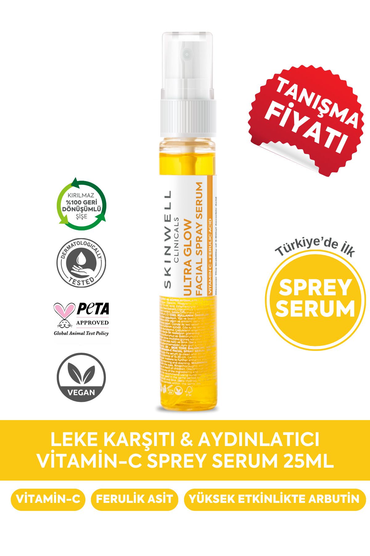 Leke Karşıtı & Süper Aydınlatıcı Sprey Serum (C VİTAMİNİ - ARBUTİN FERULİK ASİT) 25ml