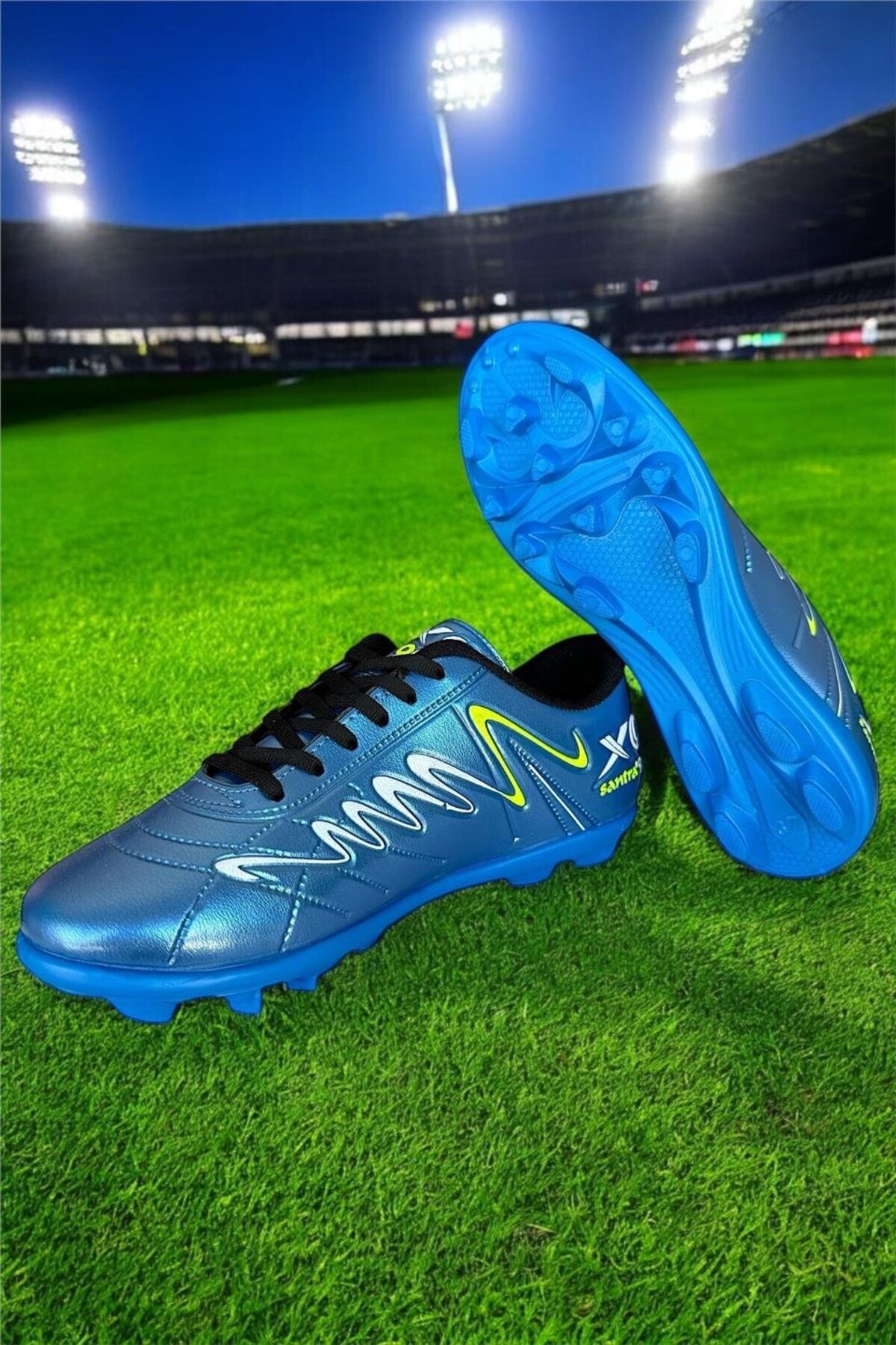 Liger-Men's Crampon Threaded Football Shoes Blue - Black 2
