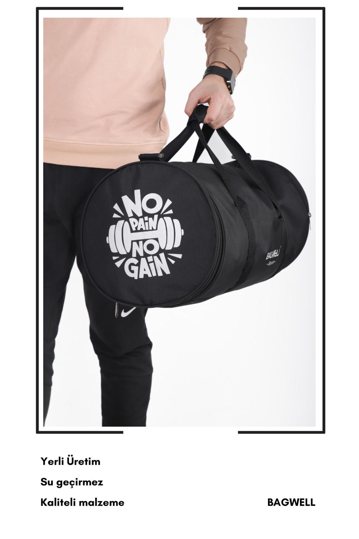 BAGWELL BY ALİ ERCİVAN Geantă De Gimnastică De Fitness Cu Logo-ul Sportiv Special Cu Ochi Cilindrici De Mărime Mare Unisex - One Size