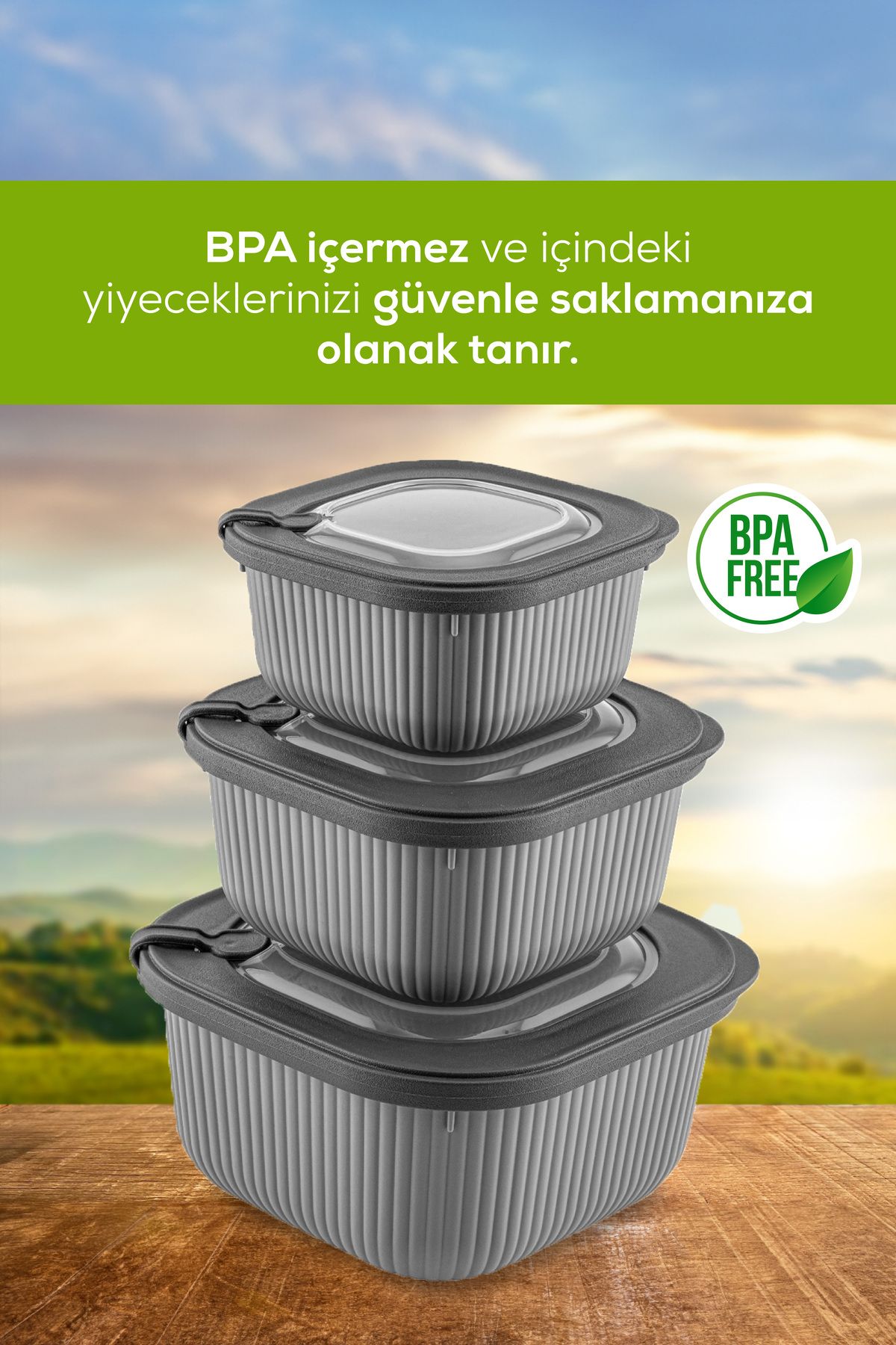 Vienev-Set of 12 Anthracite Vip Special Storage Containers with Lids - 600-1100-1800 ml Suitable for Microwave and Freeze 5