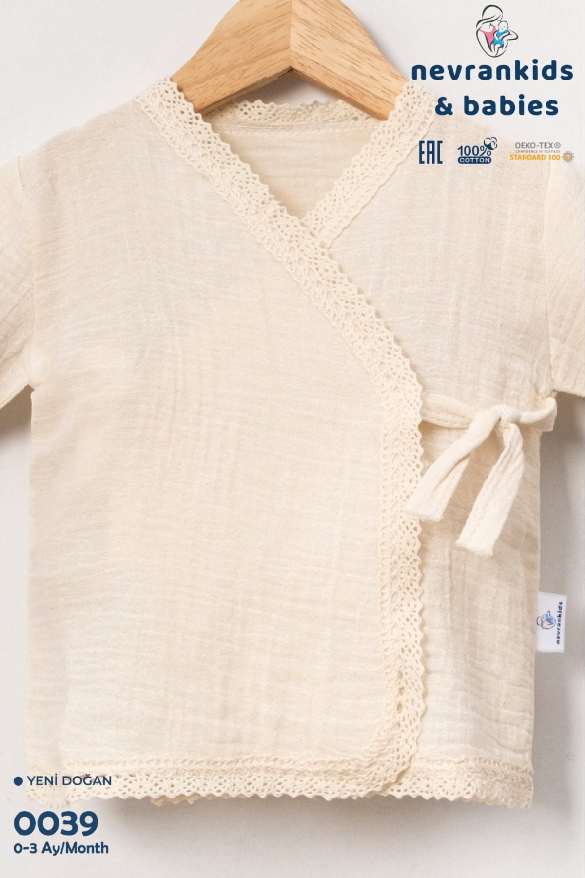 nevrankids Kız Müslin Kumaş Bi Organik Hastane Çıkışı %100 Pamuk fotoğrafı 4 (önizleme)