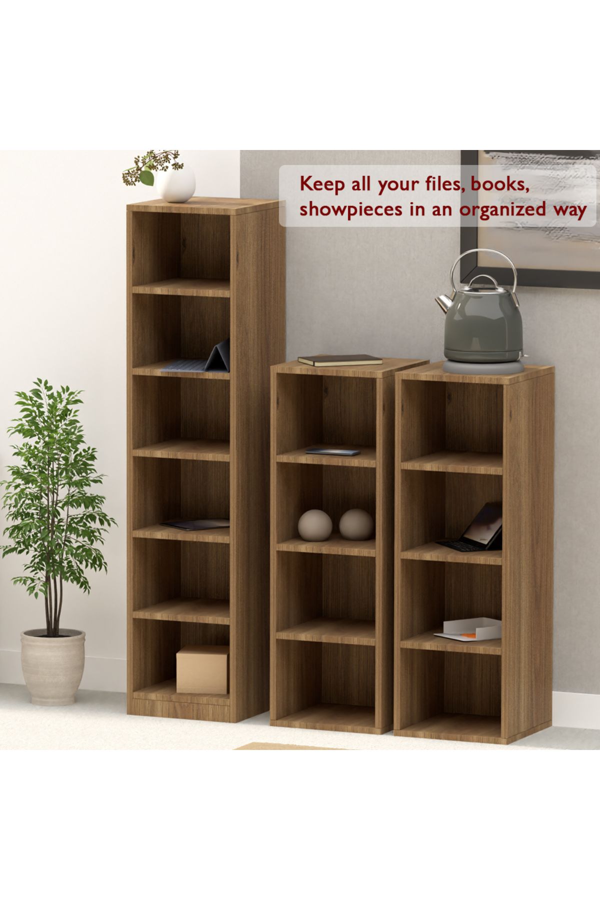 Mahmayi-Wooden Storage Display Shelves 4-Tier Freestanding, Box Shelves, Zabrano 3