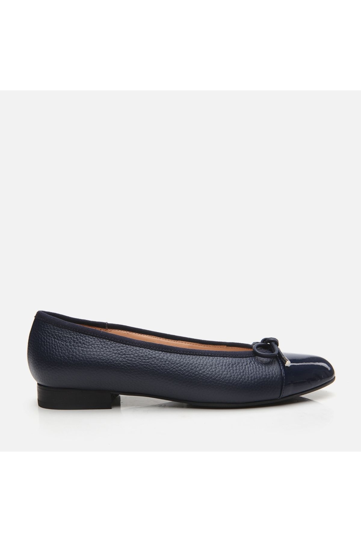 Hotiç-Genuine Leather Navy Blue Women's Ballerinas 1