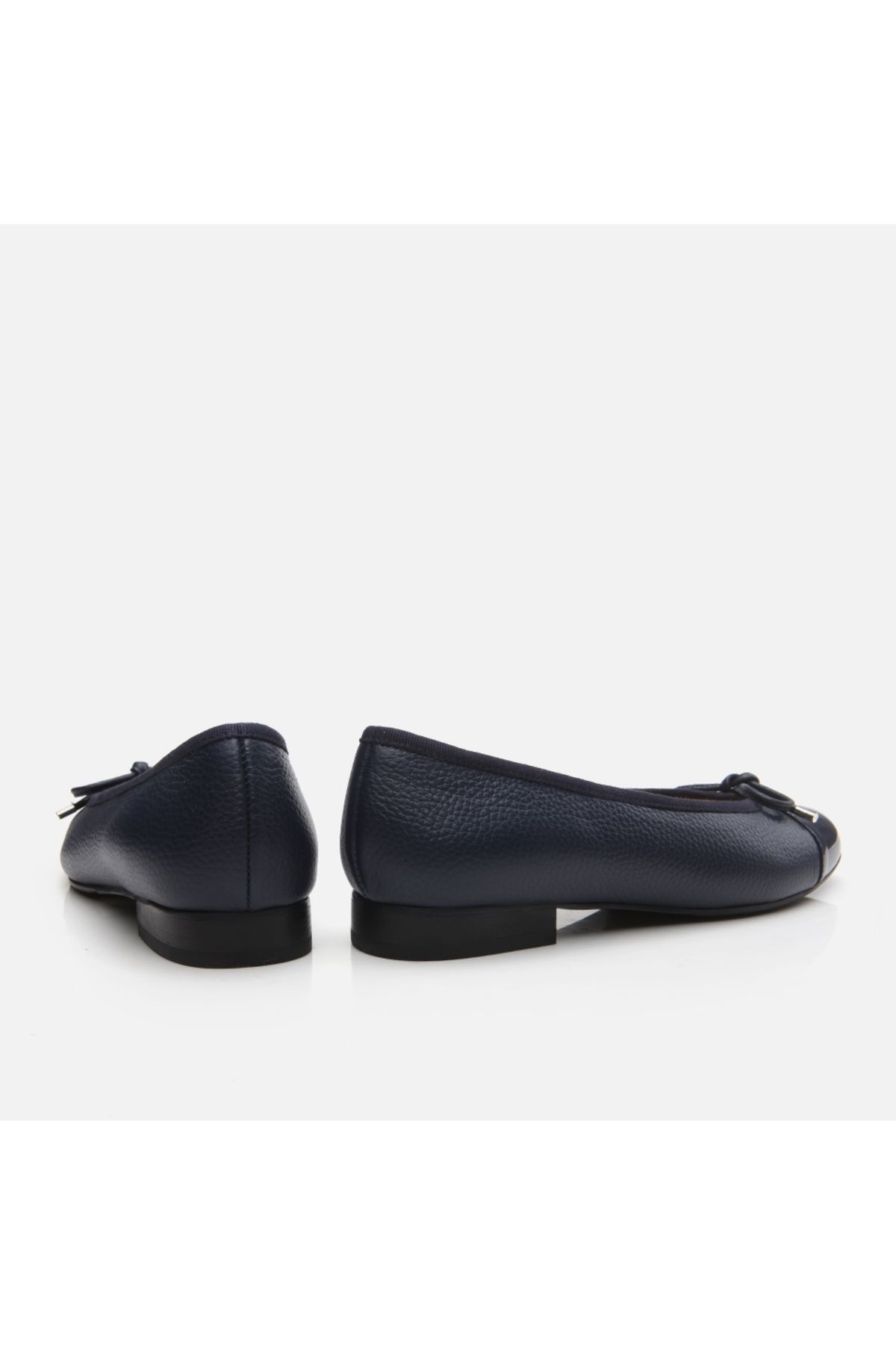 Hotiç-Genuine Leather Navy Blue Women's Ballerinas 5