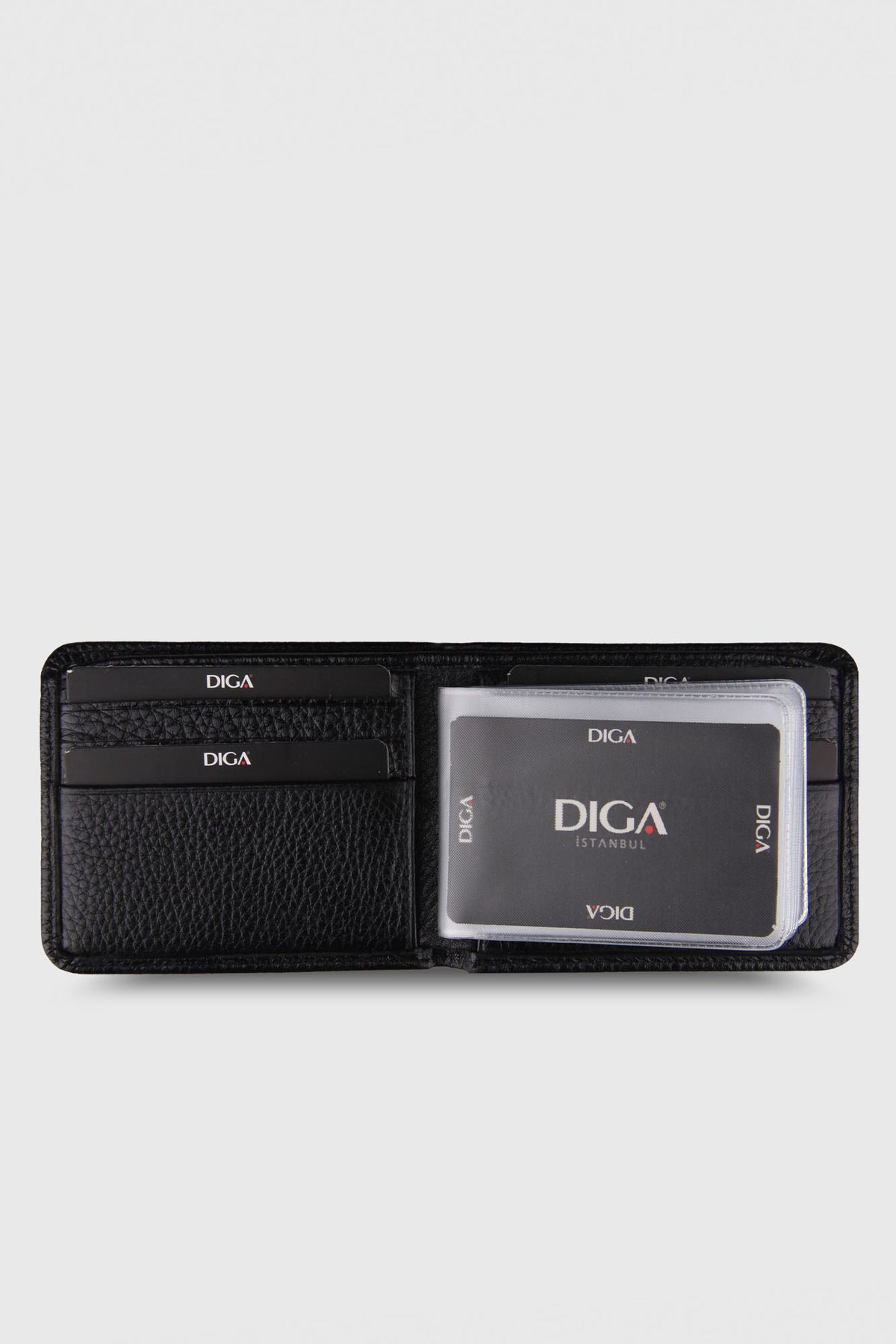 کیف پول مردانه 794 مدل لاستیک چرمی واقعی سیاه Diga