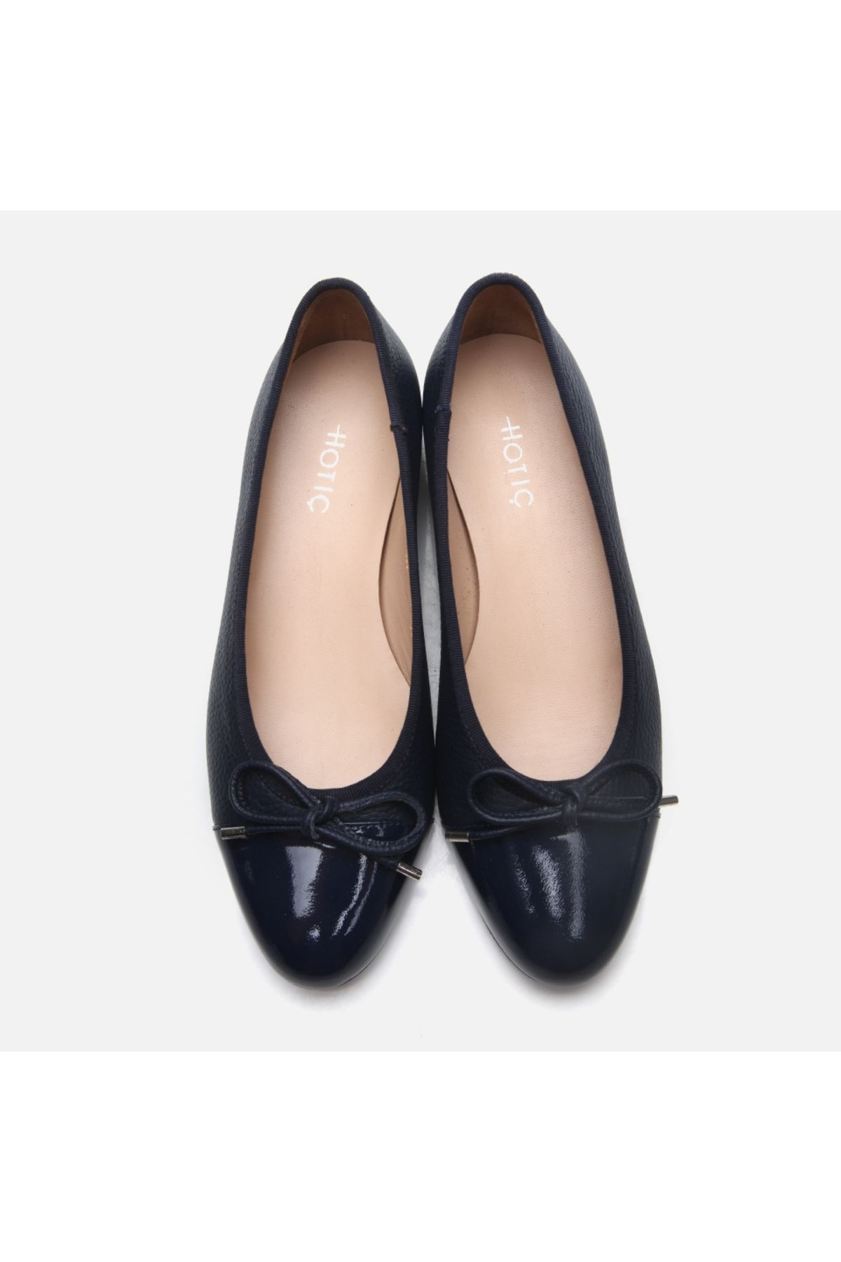 Hotiç-Genuine Leather Navy Blue Women's Ballerinas 6