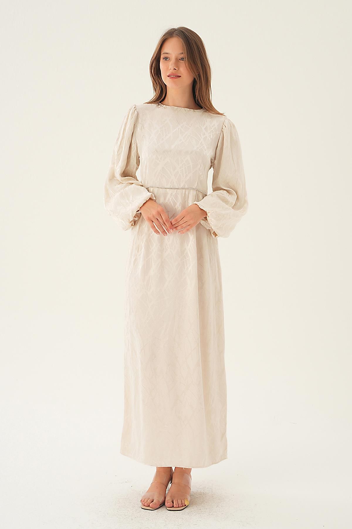 Rays-4209A Stone Color BAlloon Sleeve Dress 5