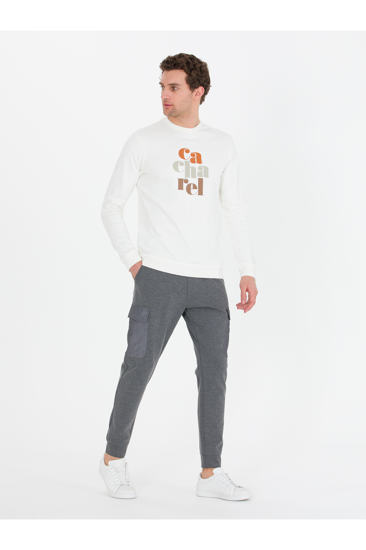 شلوار ورزشی جاگر ملانژ خاکستری برند کاشارل کد:(50265568-VR086) Cacharel