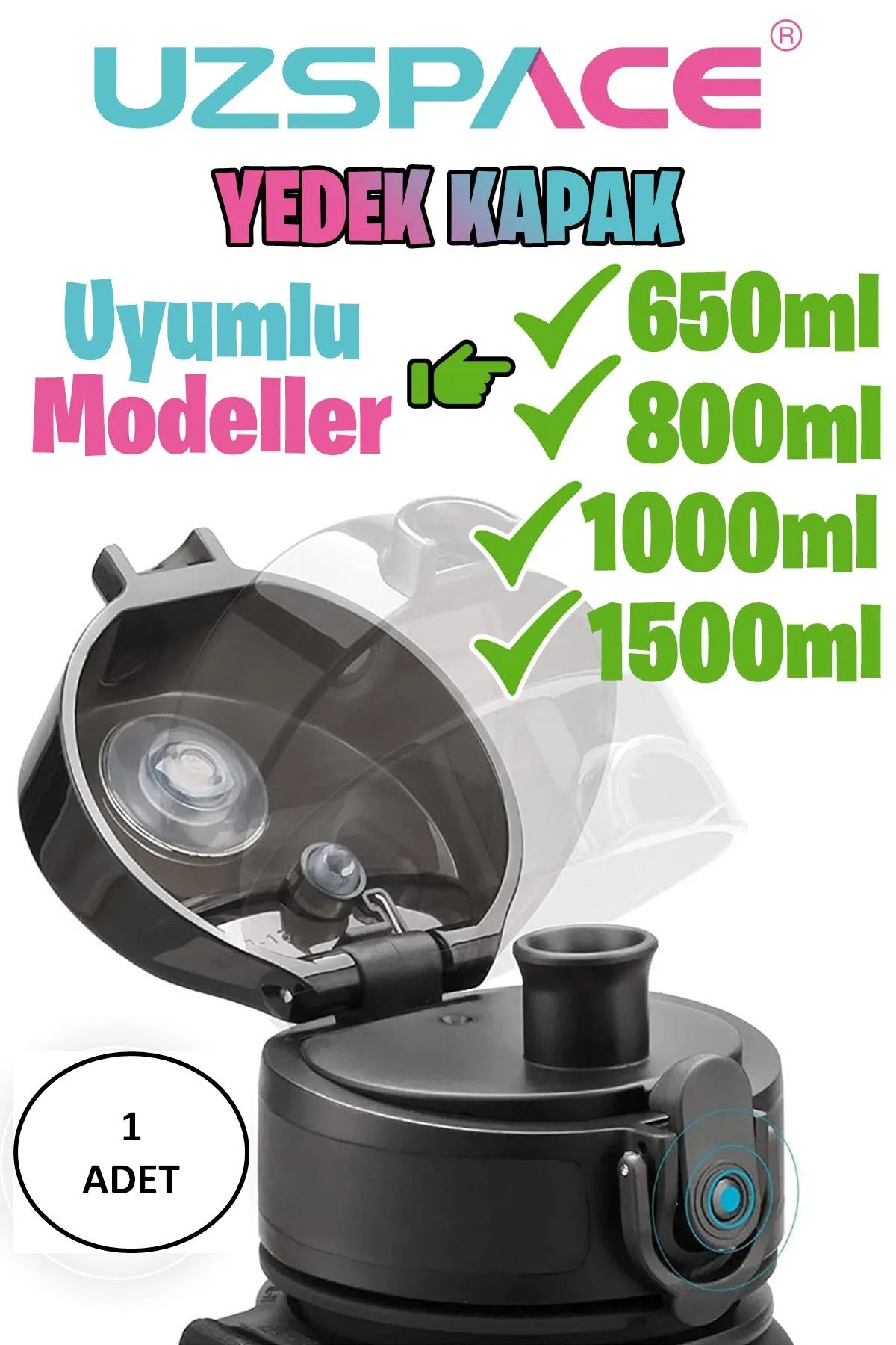 biltekno Uzspace 650-800-1000ml -Uyumlu Yedek Kapak --Sadece Uzspace ile Uyumludur