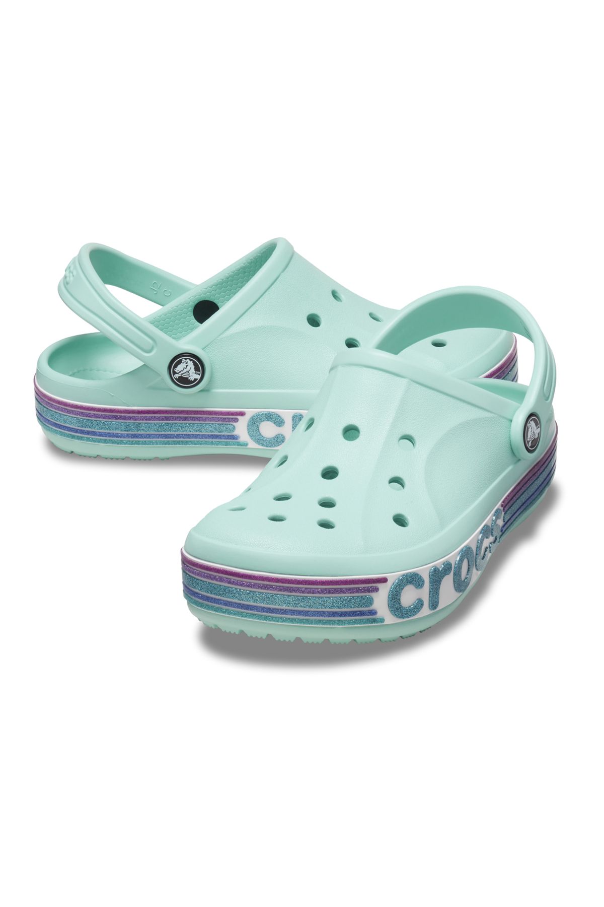 Crocs-209731 -4ss Dámské duhové třpytky Clg T &amp; Ccedil; Dětské pantofle - Modré 4