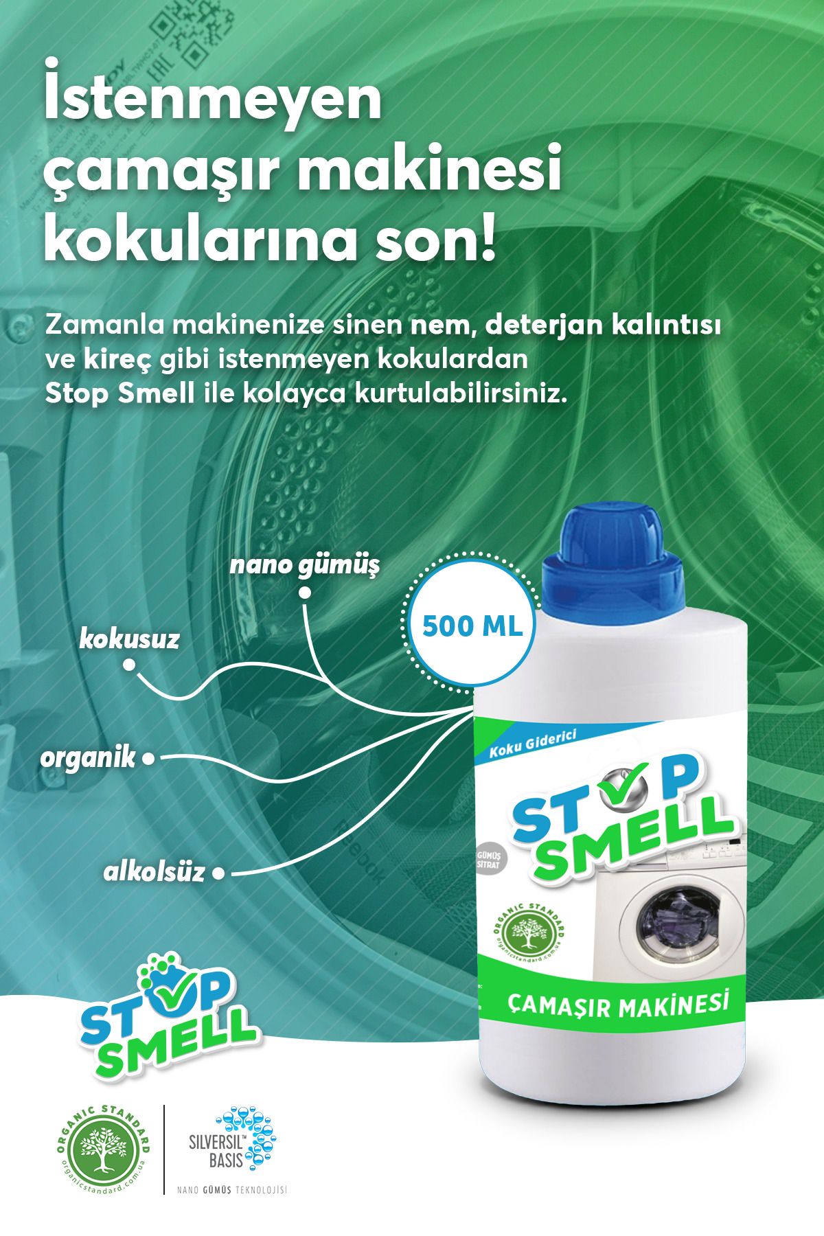 Stop Smell Çamaşır Makinesi Için Koku Giderici Temizleyici 500 ml