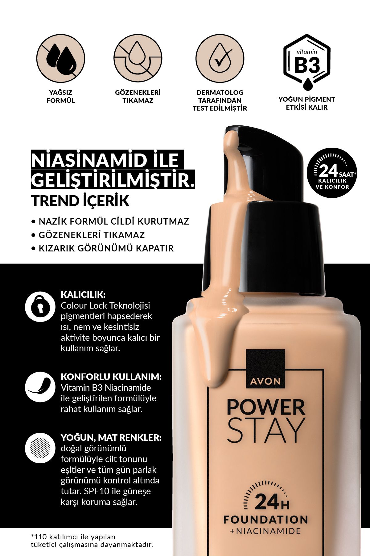 AVON-Power Stay Matte Foundation-345N Soft Honey 3