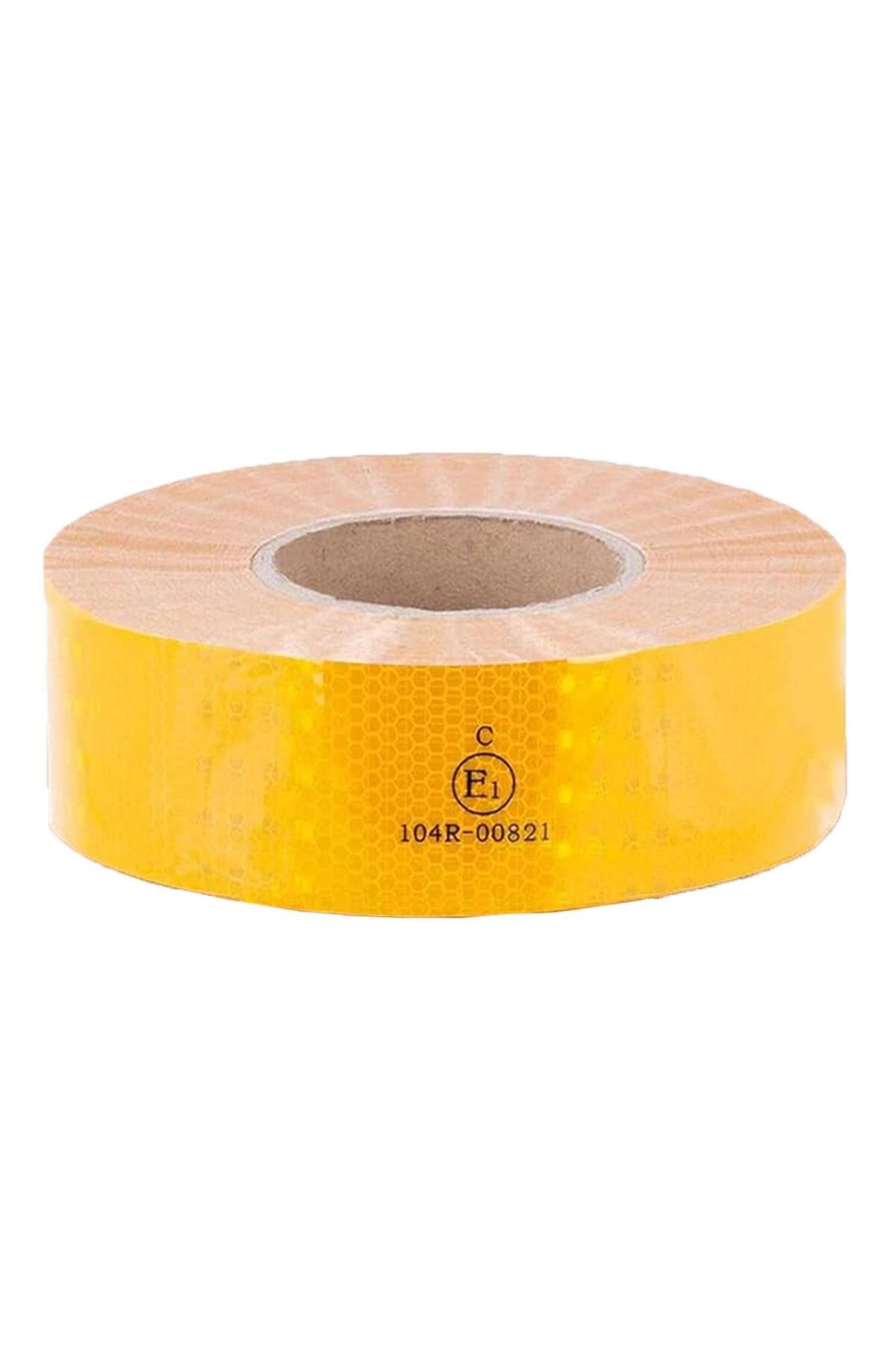 GLASWEN-Reflective Highlighter Vehicle Auto Truck Strip Tape with 1 Mt Reflector Solid Yellow Caution Tape with Tweezer Approval 5