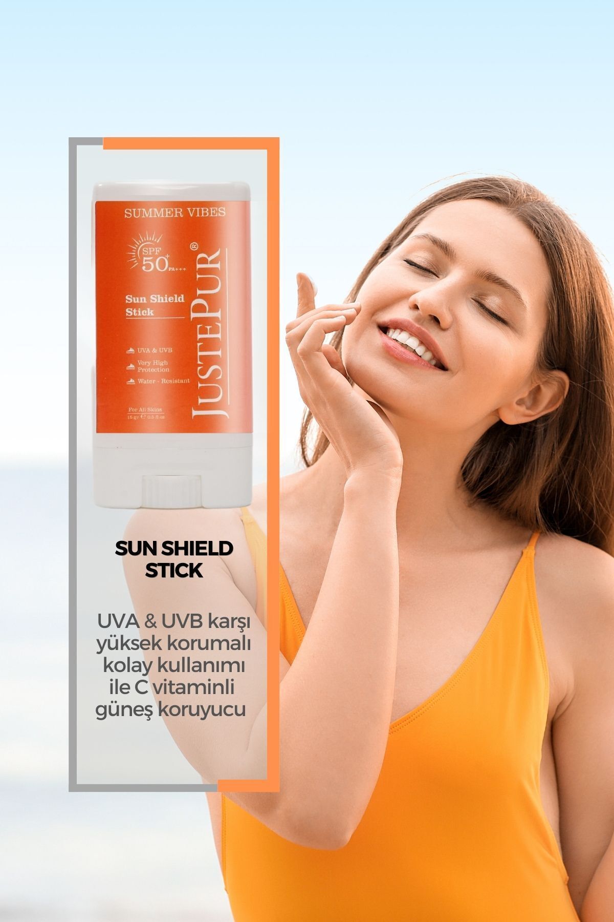 JUSTEPUR Sun Shield Stick Face Sun Cream ضد آب SPF 50+ PA++ UVA UVB حفاظت بالا 15 گرم Dial-up