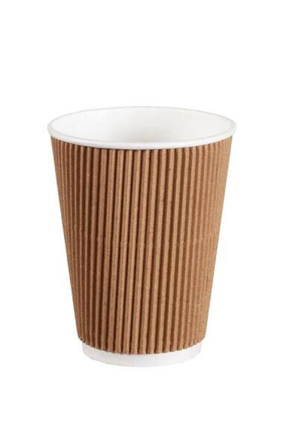 Kraft-14oz تموج دوبلاي سميكة الظلام سهلة الوجه كوب من الورق المقوى 12 قطعة 1