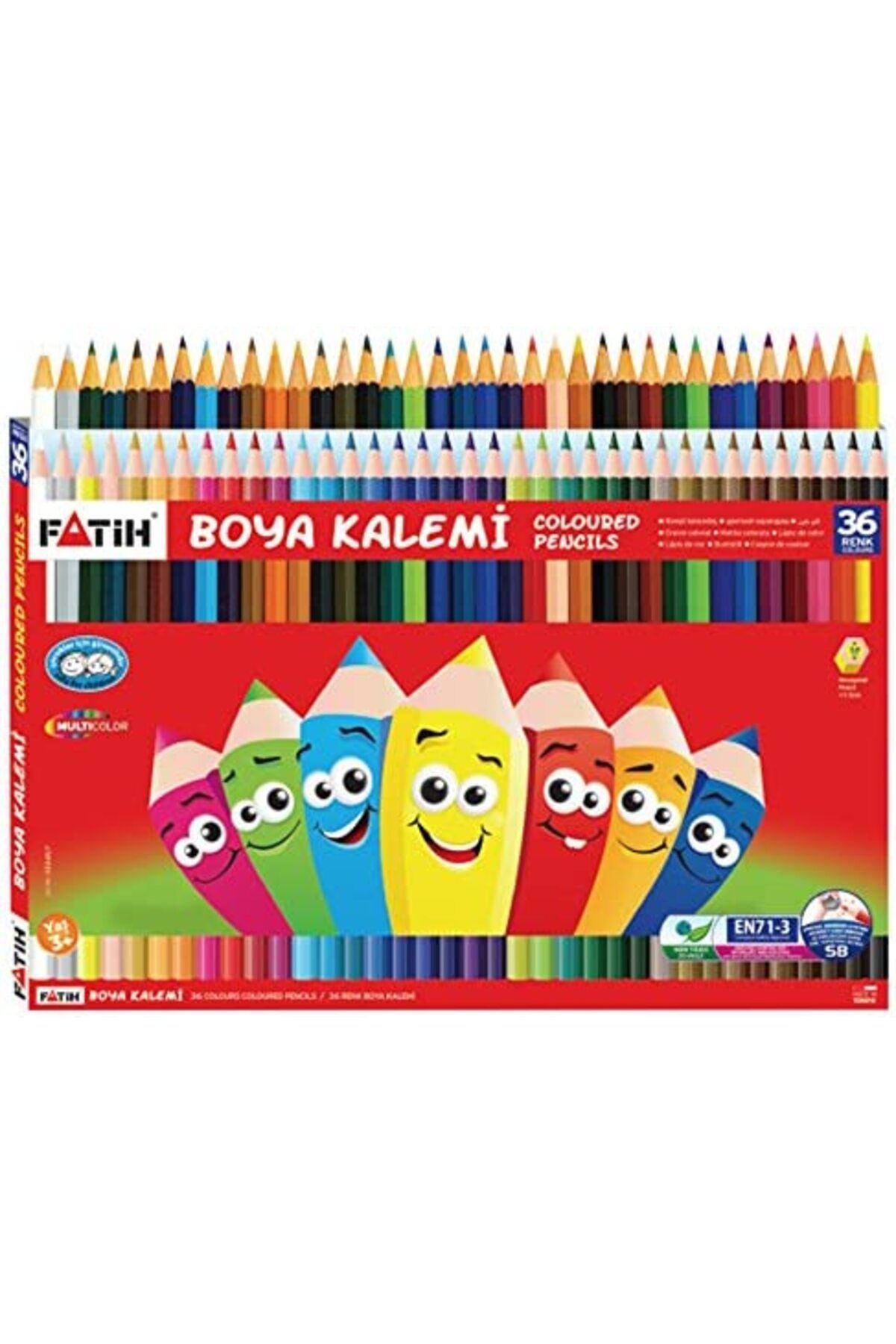 Fatih 36'lı Tam Boy Okul Kuru Boya Kalemi Karton Kutu / 33245