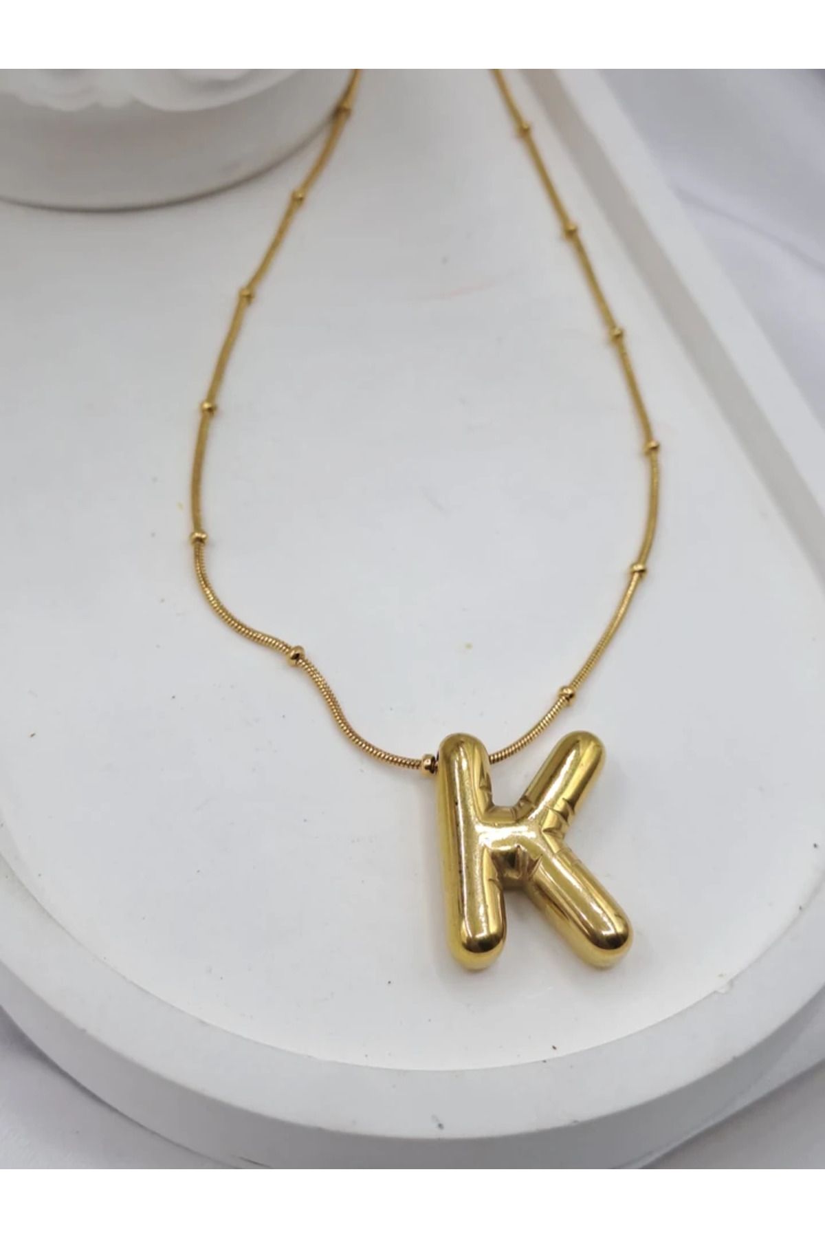 ilvesa shop-Steel Gold Balloon K Letter Necklace 1