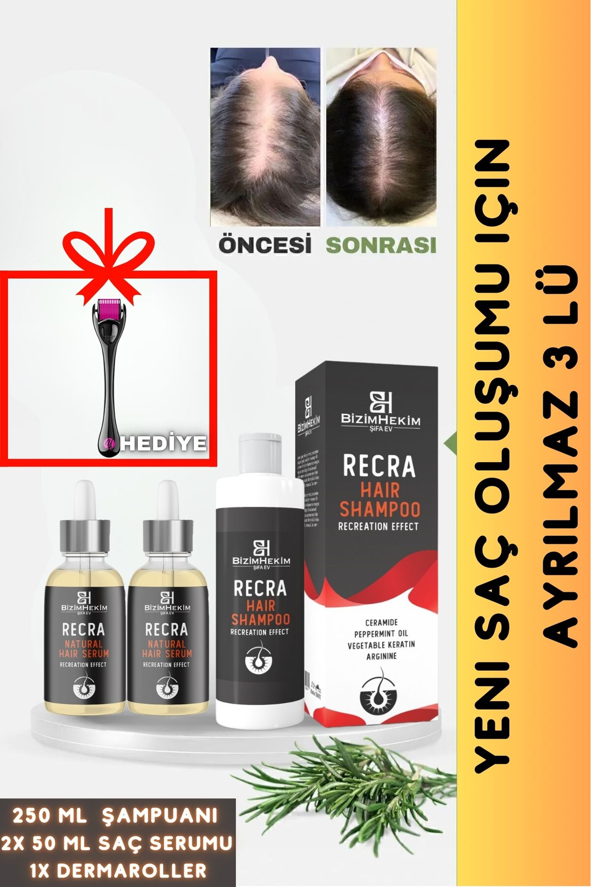 BİZİMHEKİM Saç Çıkarıcı Serum Dökülme Karşıtı Şampuan Yeni Saç Teli Çıkaran Hızlı Saç Uzatma Etkili Saç Seti-1