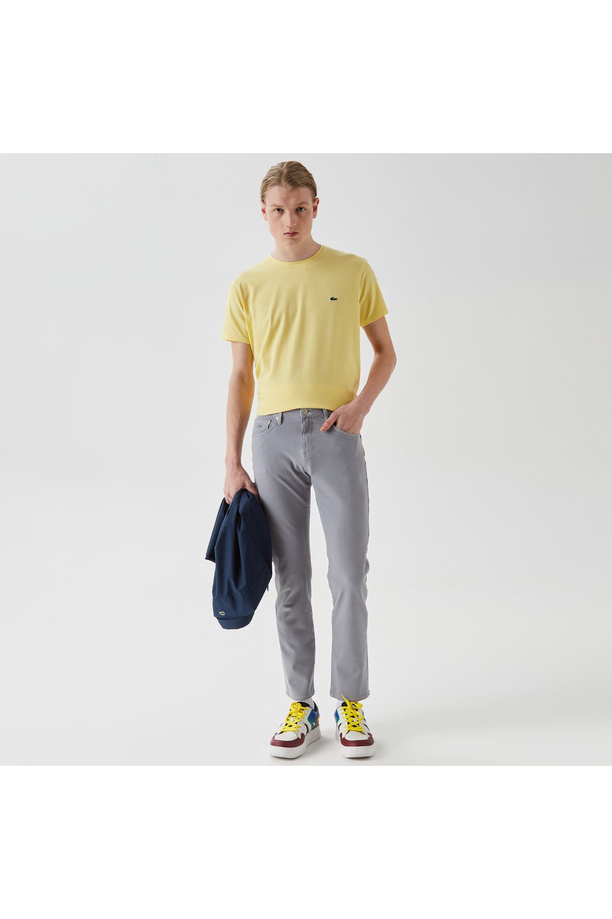 شلوار خاکستری مردانه جین باریک اورجینال Lacoste
