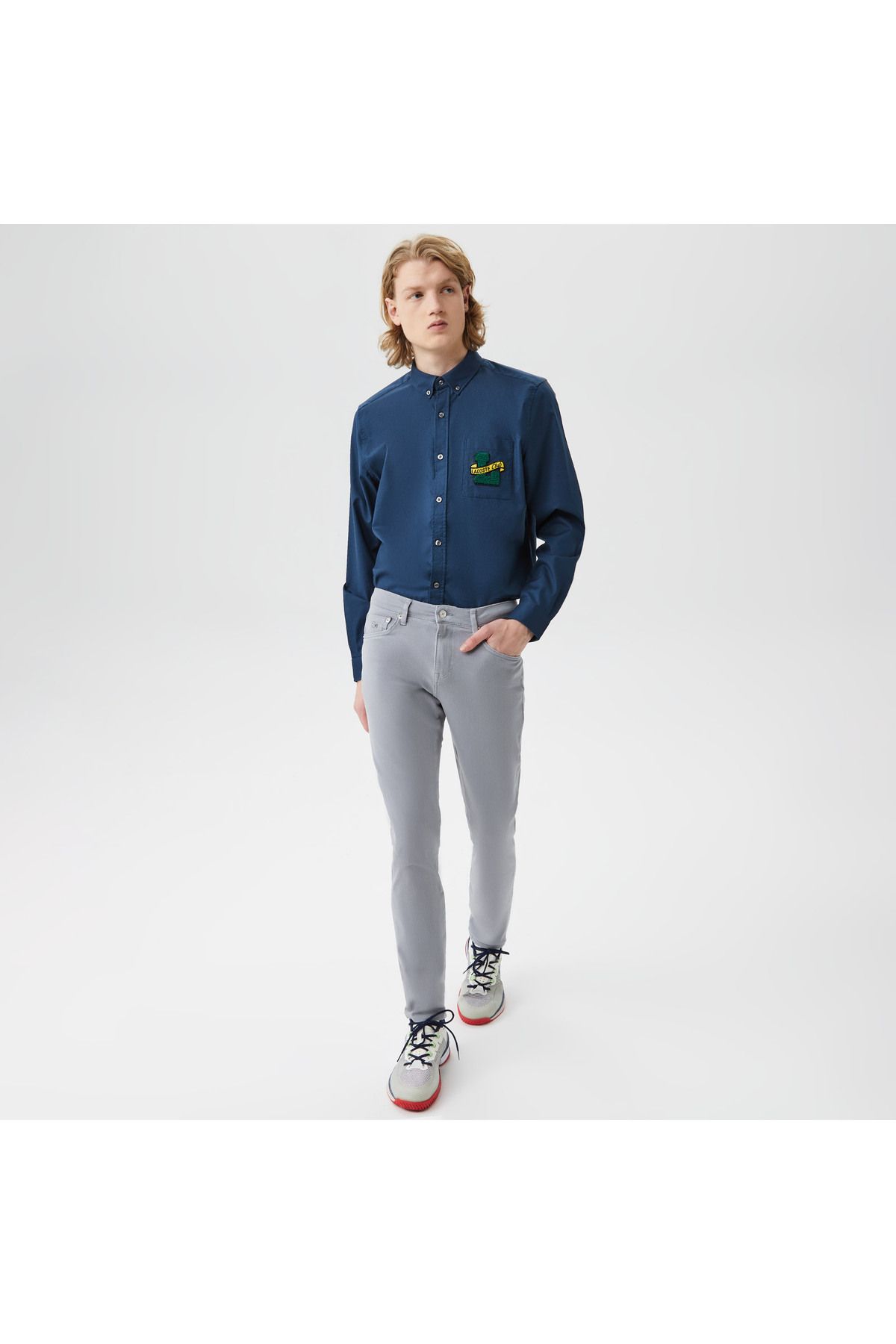 شلوار خاکستری مردانه جین باریک اورجینال Lacoste