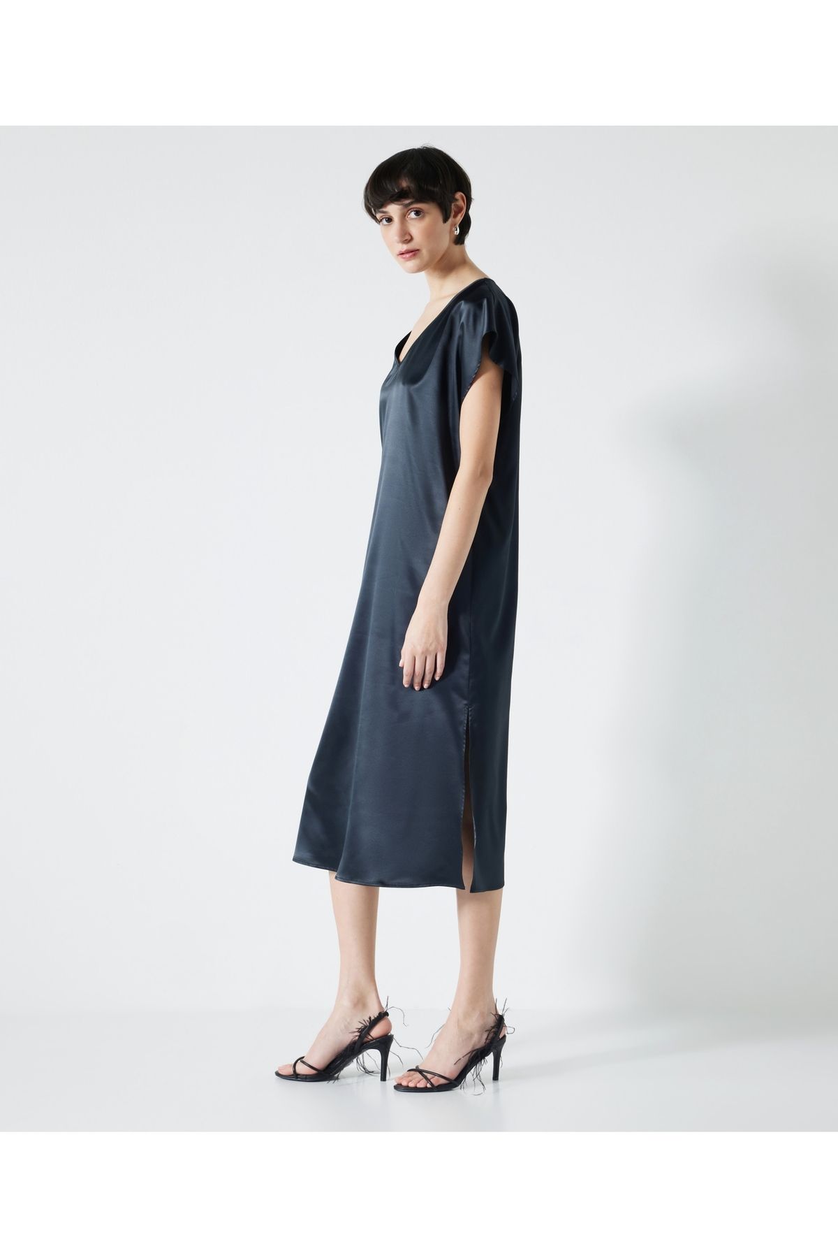 MISS IPEKYOL-Bright texture V-neck dress 2