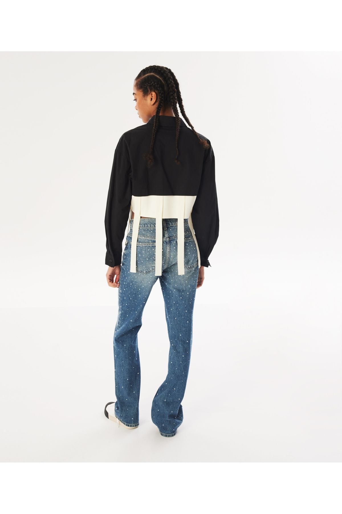 Twist-Grogren Crop Shirt - Stripe Detailed 5