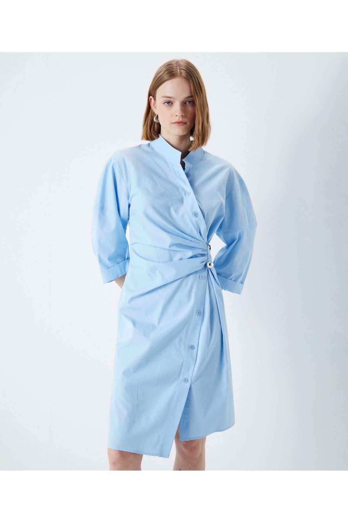 İpekyol-Asymmetrical buttoned shirt dress 2