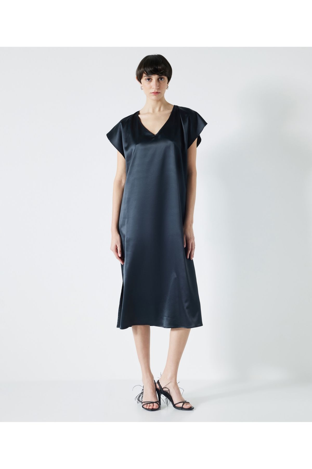 MISS IPEKYOL-Bright texture V-neck dress 5