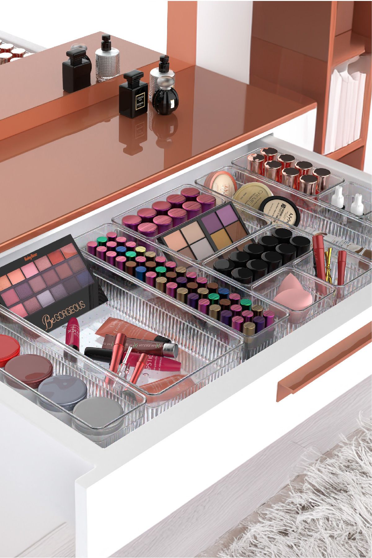 Evlinya-Organizator de accesorii pentru bijuterii cosmetice din dulap cu 27 de sertare 6
