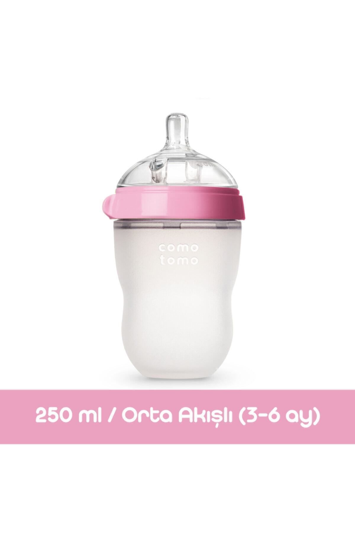 comotomo Antikolik Silikon Biberon 250ml Pembe - Orta Akışlı (3-6 AY)