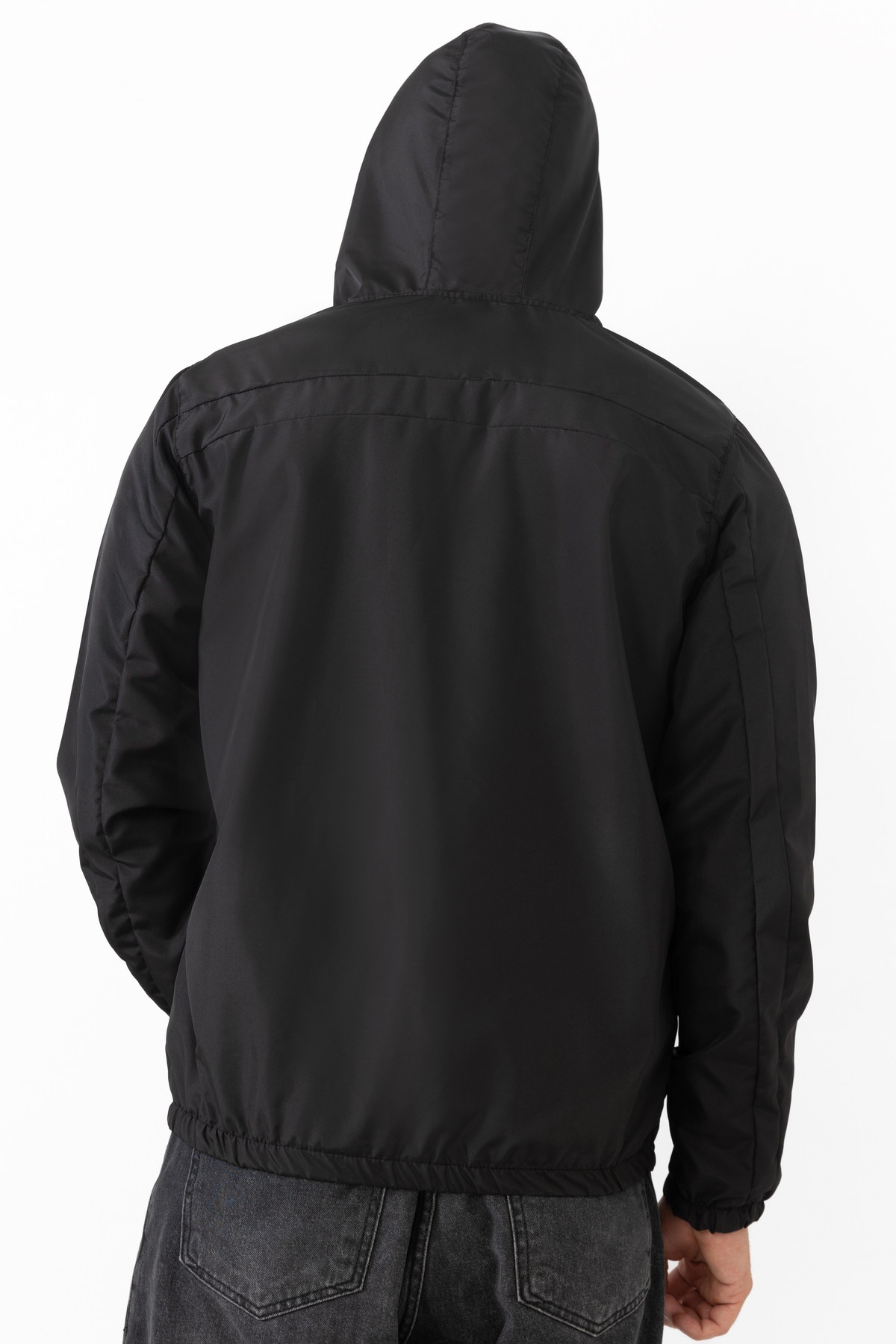 Montland  Erkek Siyah Kapüşonlu Su ve Rüzgar Geçirmez Cepli İçi Astarlı Oversize Yağmurluk - Görsel 4