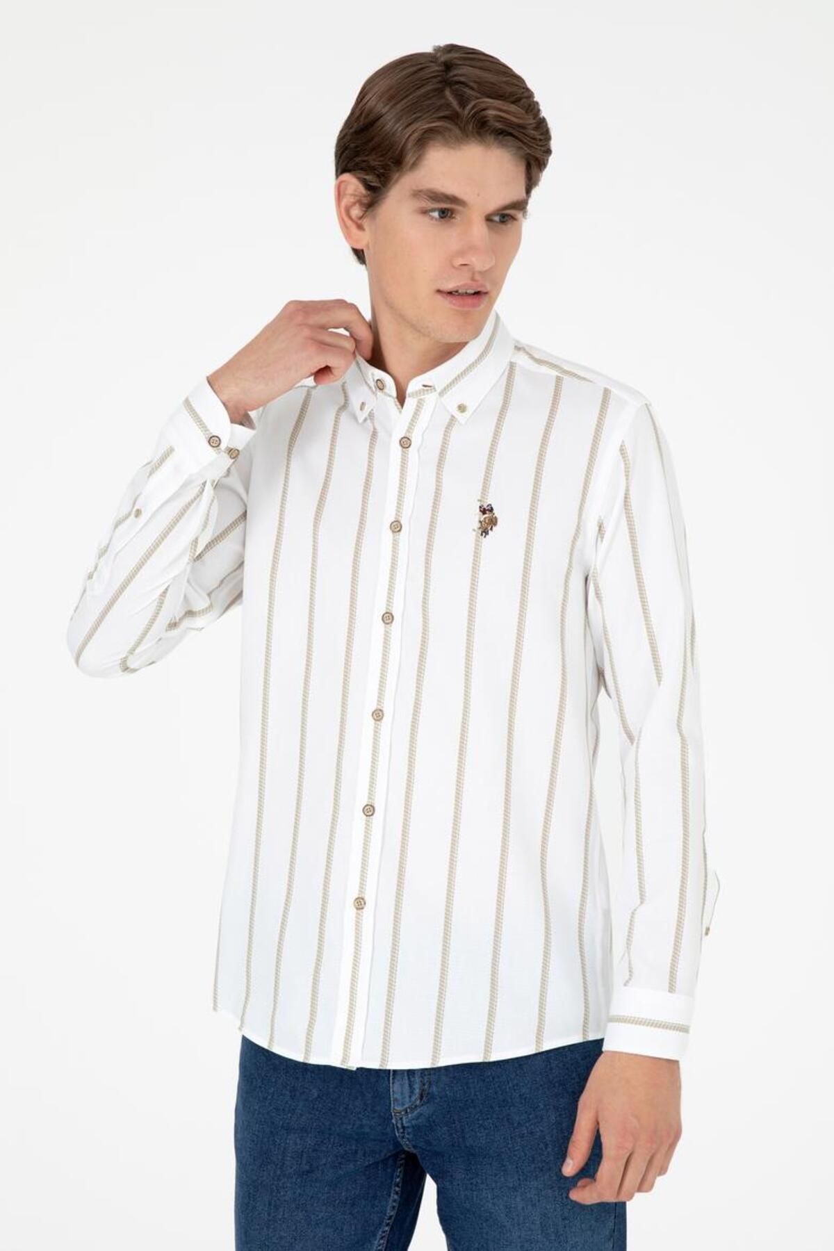 U.S. Polo Assn.-Men's Light Khaki Long Sleeve Shirt Tekspor 196479 .4 3