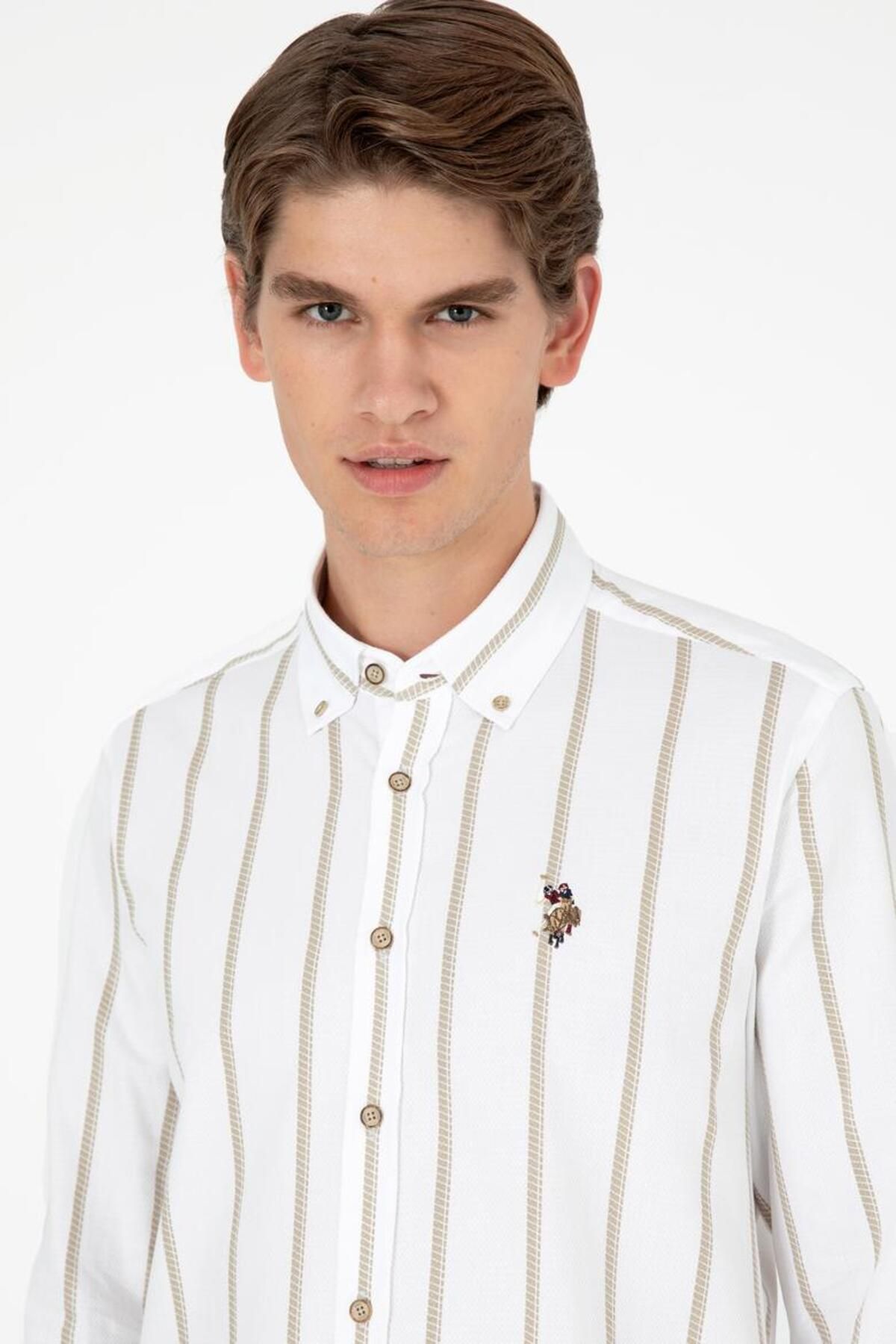 U.S. Polo Assn.-Men's Light Khaki Long Sleeve Shirt Tekspor 196479 .4 2