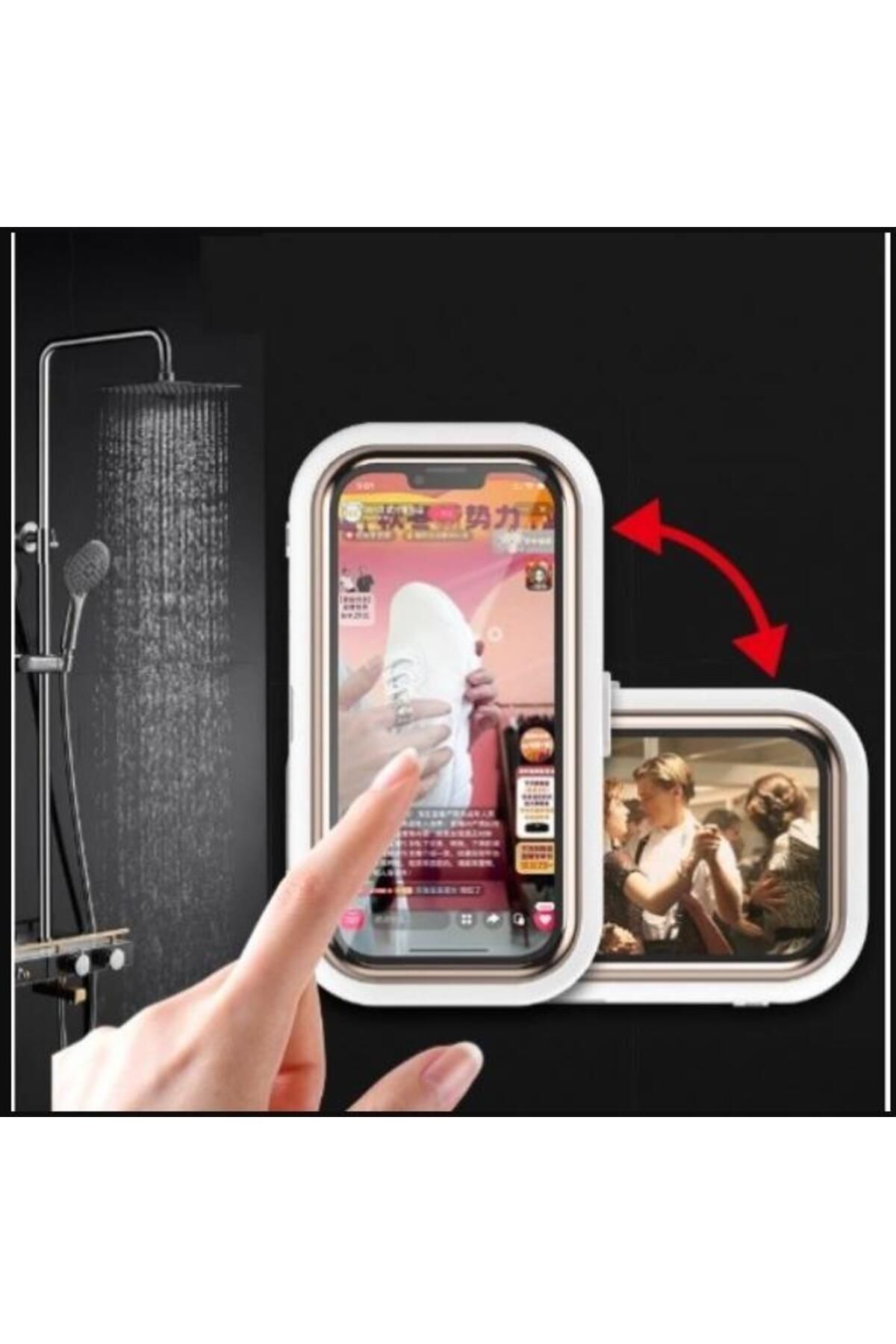Waterproof Shower Phone Holder - Rotatable Retractable Wall Mount With Anti-Fog Case