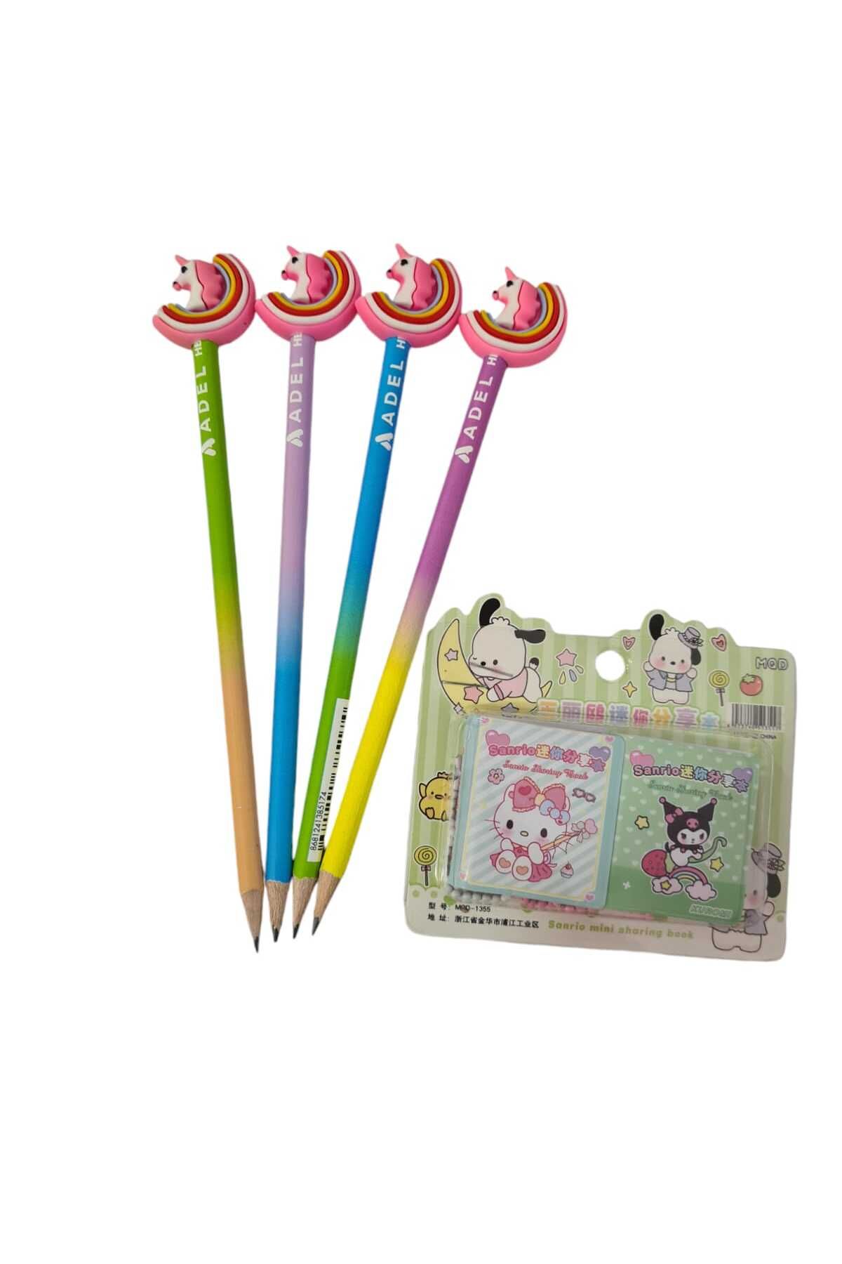 Dudo Baby-Unicorn Mini 2-Piece Pencil Sticker Set - Gift with 4 Heads 1