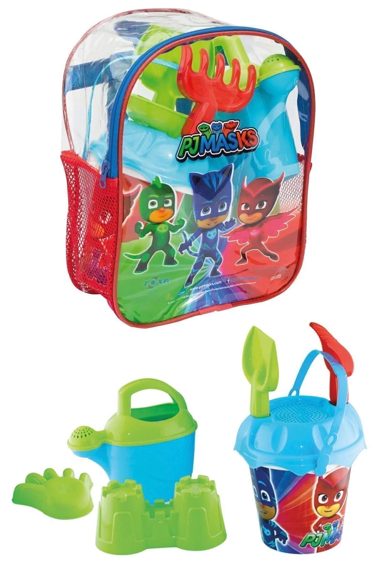 ToXA Sırt Çantalı 8 Parça Pj Masks Plaj Deniz Kum Kovası Kova Seti Pijamaskeliler Oyuncak 03502