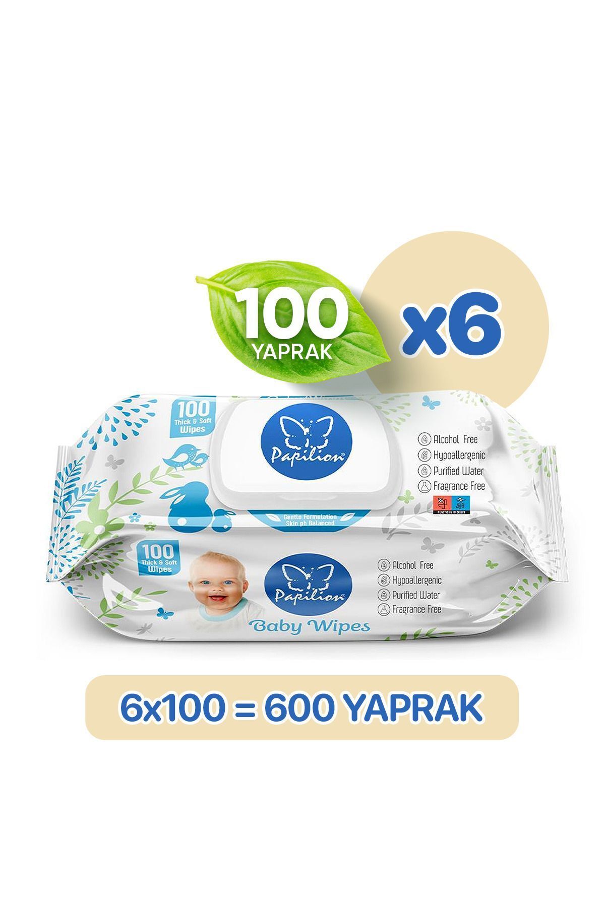 Papilion Baby Sensitive Kokusuz Islak Bebek Havlusu Ekstra Kalın 600 Yaprak