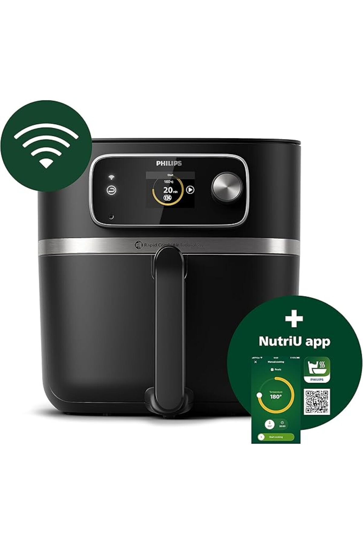 Philips-Connected Airfryer XXL - 2200W, 50Hz, 8.3L, 2Kgs, with Food Thermometer, Black - Hd9880/91 2